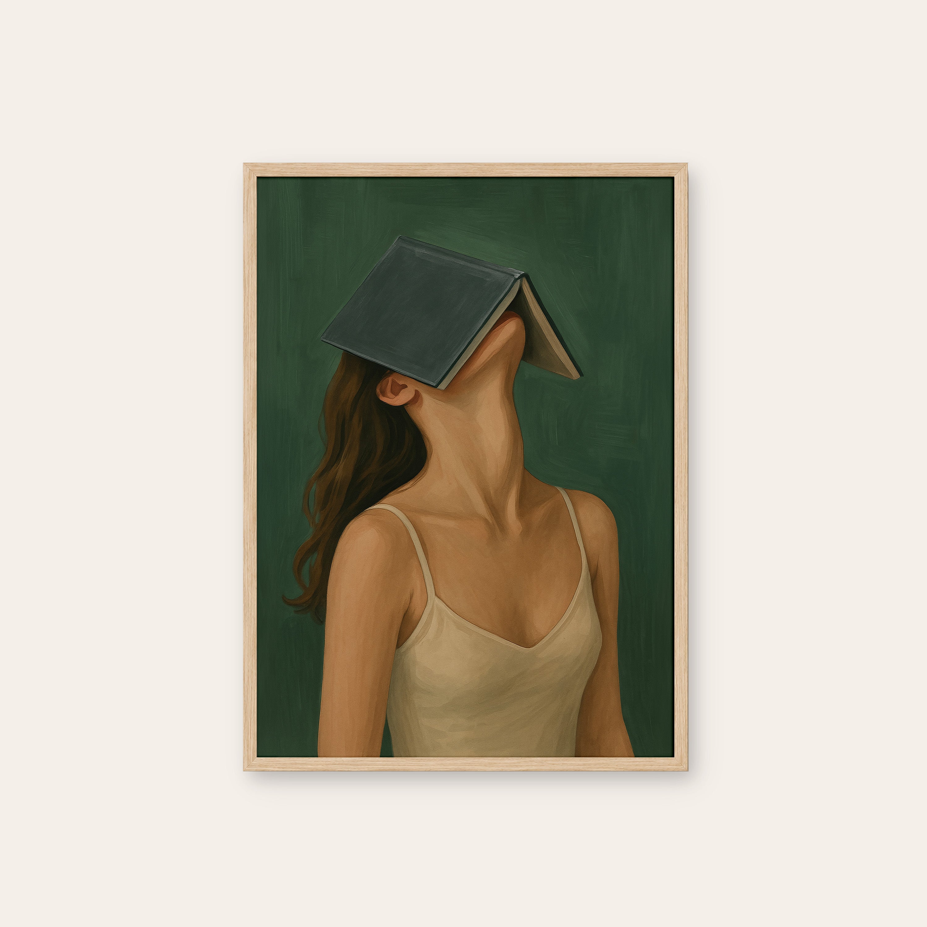 Well Read — Book Roof Print – natural wood frame