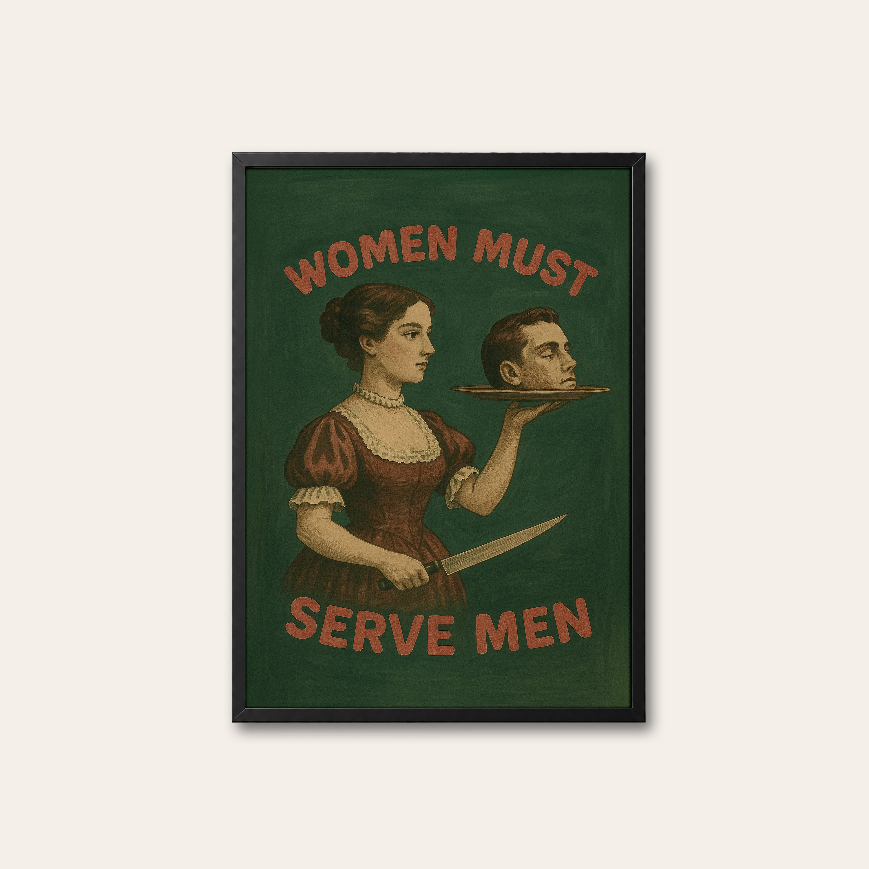 Served Cold — Victorian Satire Print – black frame