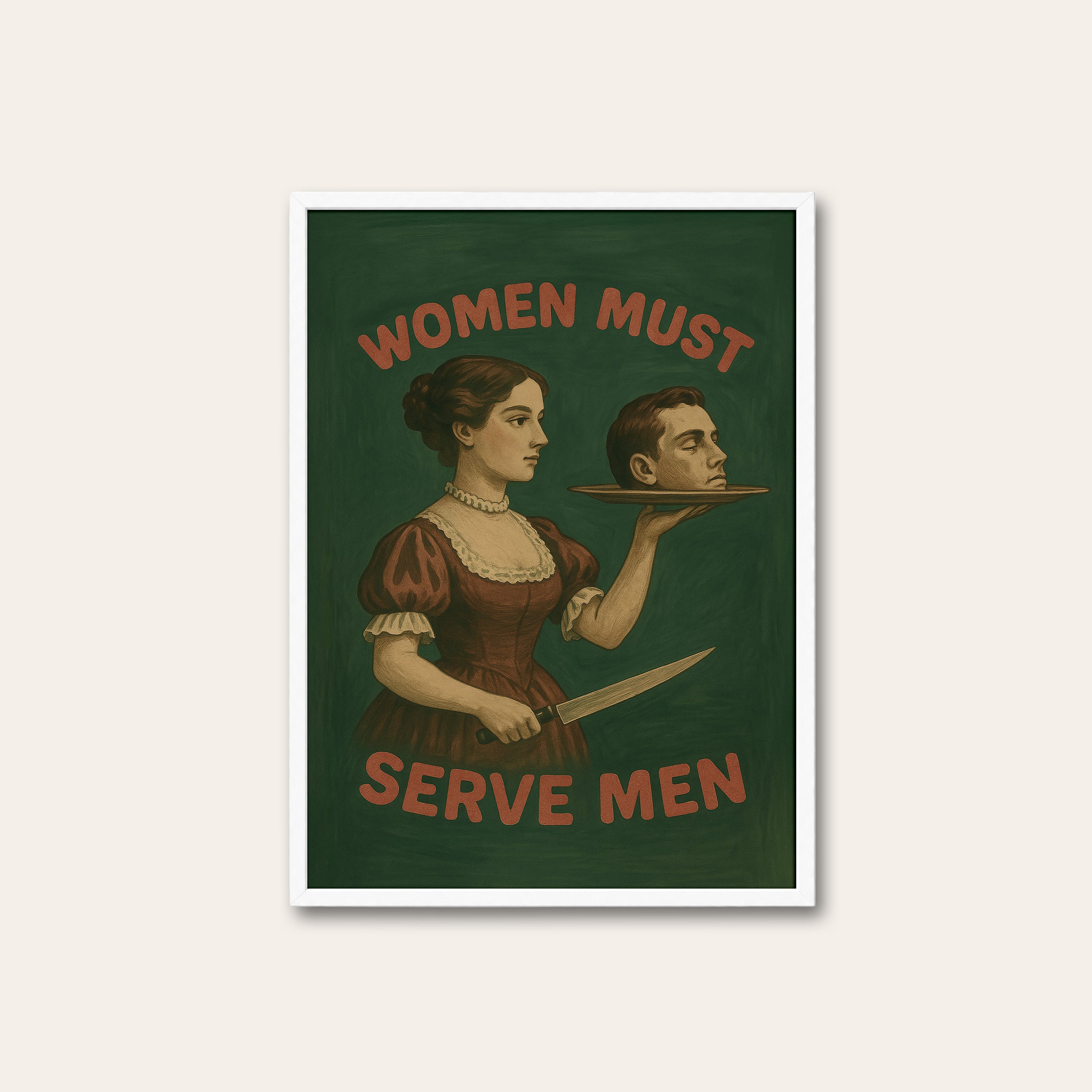 Served Cold — Victorian Satire Print – white frame