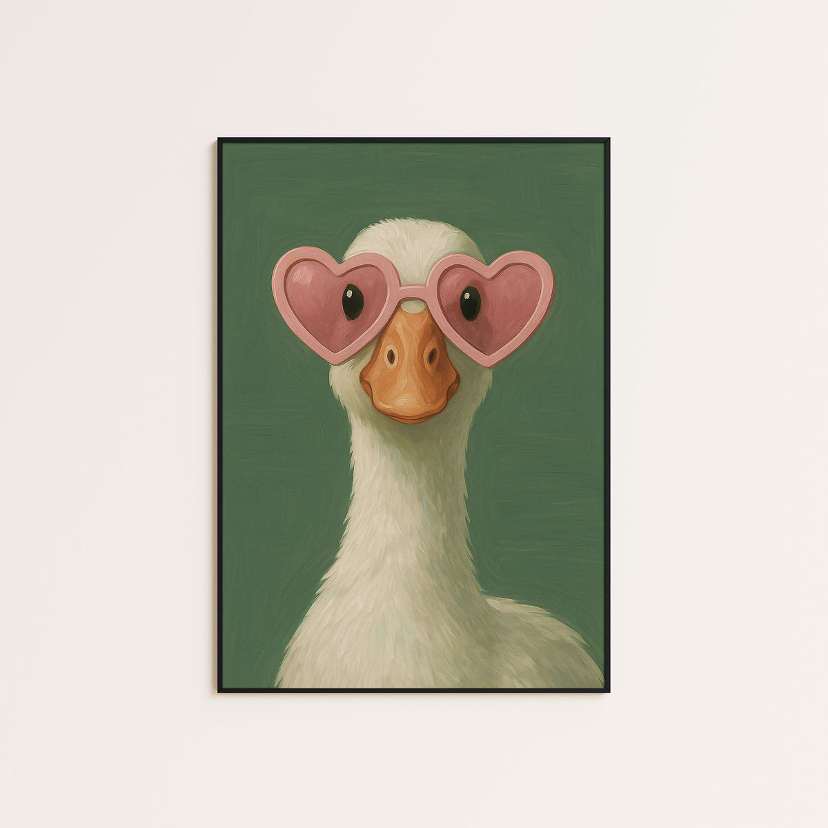 Heart Eyes - Goose Portrait Print - framed artwork overview