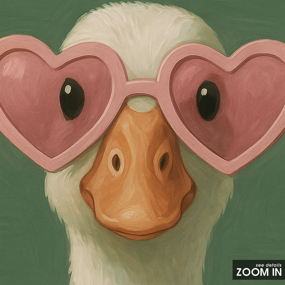 Heart Eyes - Goose Portrait Print - artwork detail