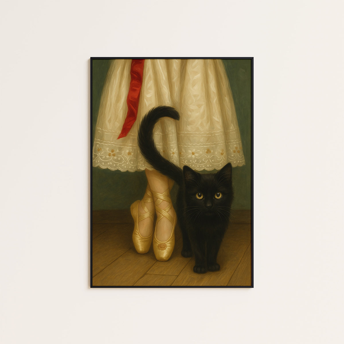 Backstage Companion - Ballet Cat Print - framed artwork overview
