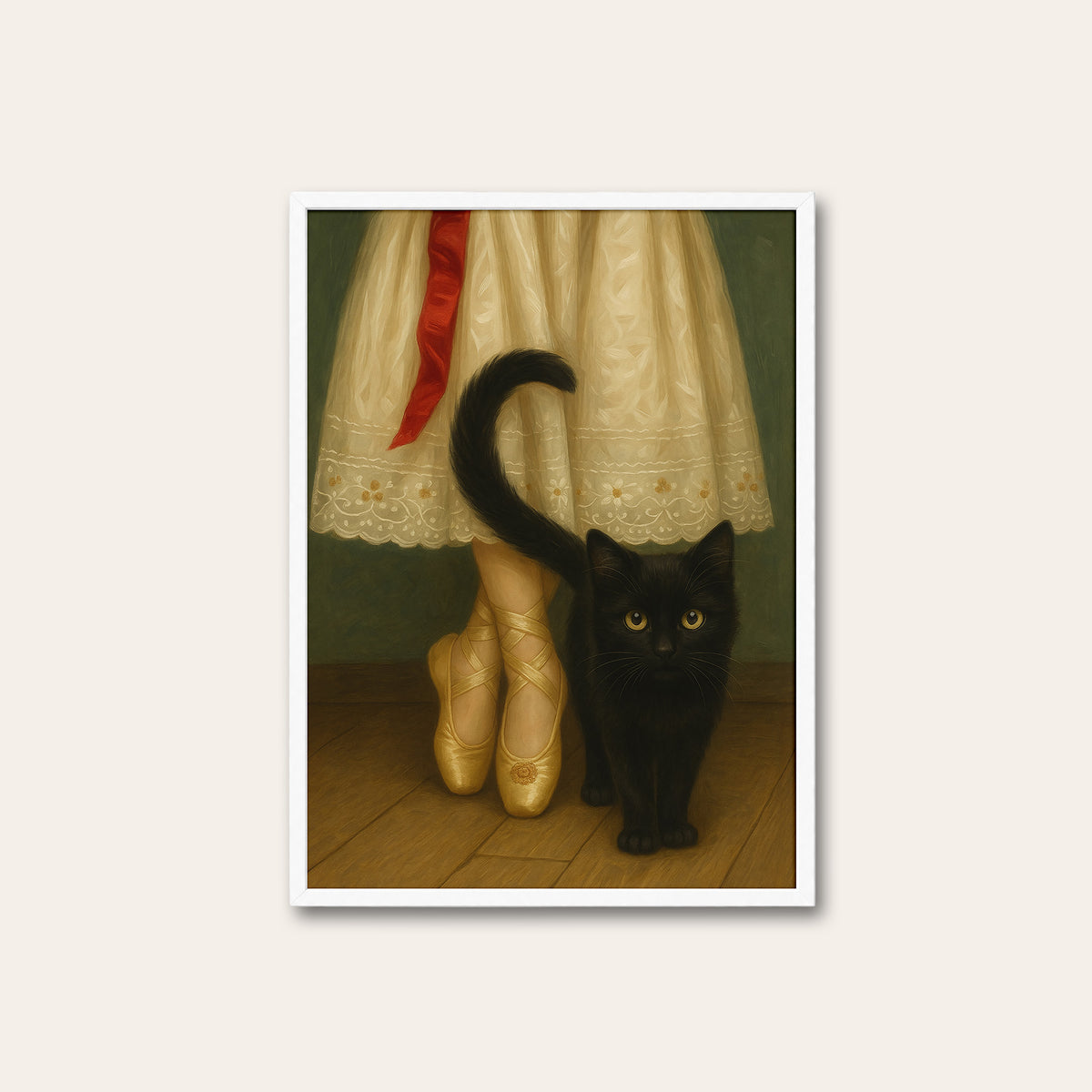 Backstage Companion - Ballet Cat Print - white frame