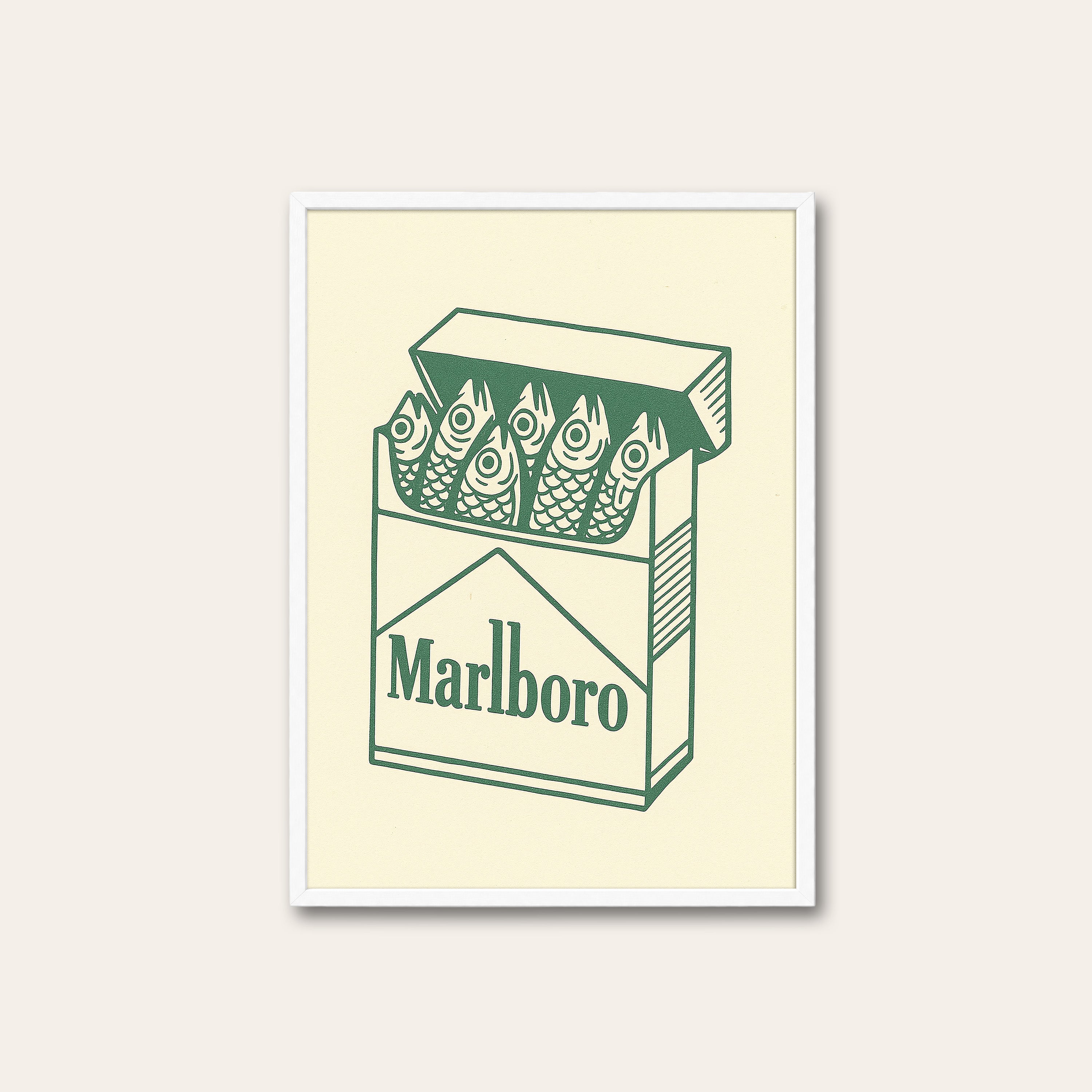 Pack of Sardines — Retro Parody Print – white frame