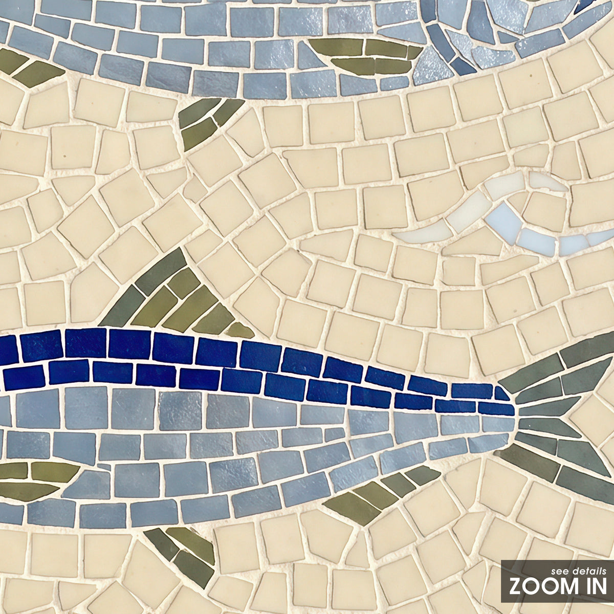 Blue Fish Mosaic square art print — artwork detail