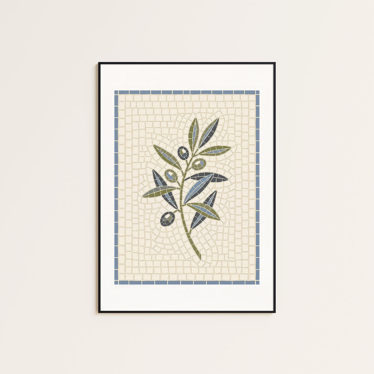 Olive Branch - Mosaic Style Print - framed artwork overview