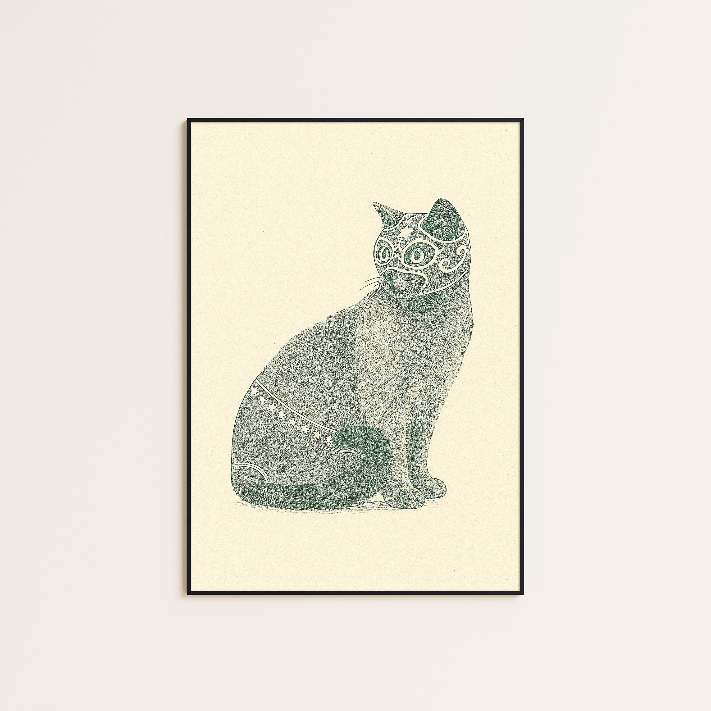 The Scholar Cat — Etching Print – unframed poster