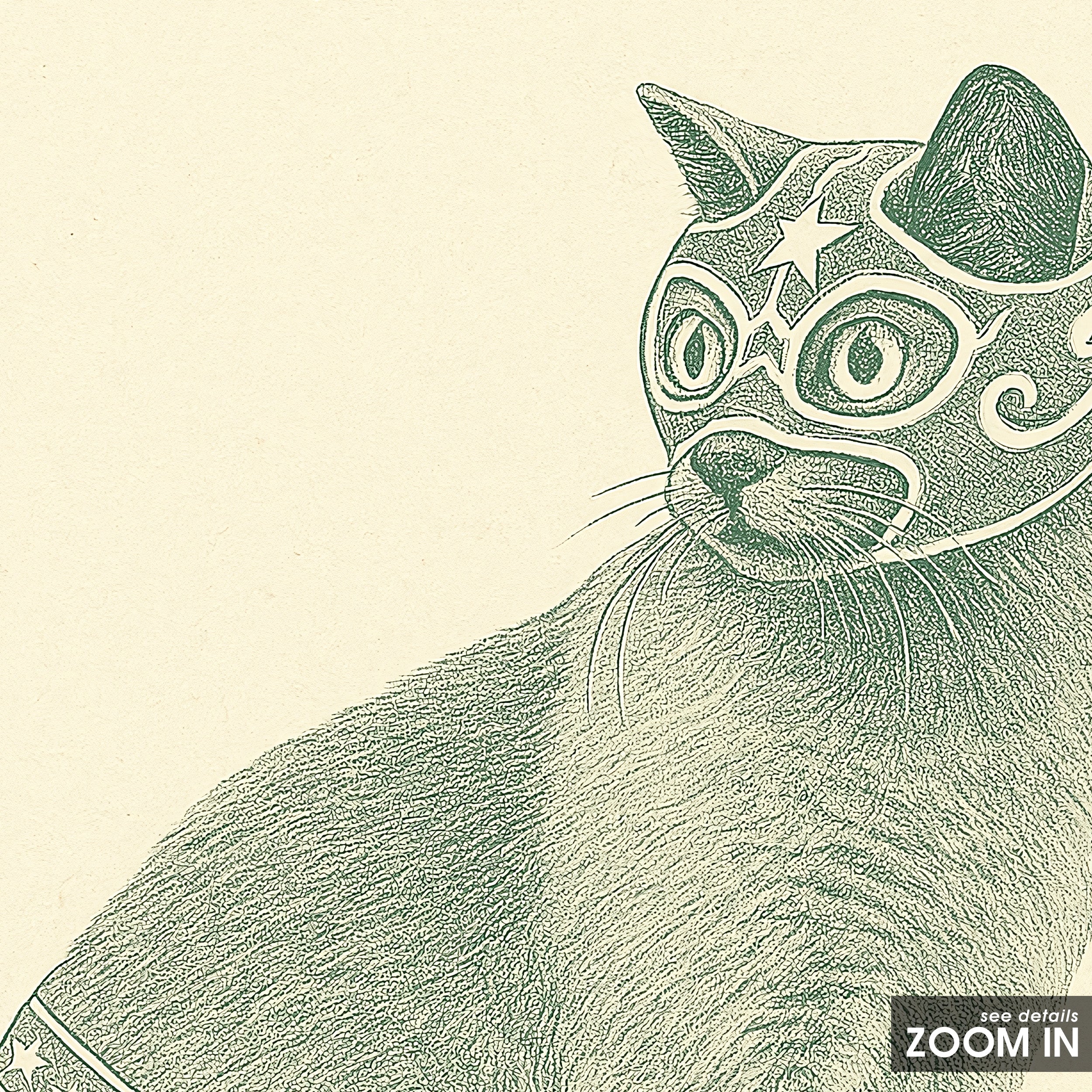 The Scholar Cat — Etching Print – in room setting