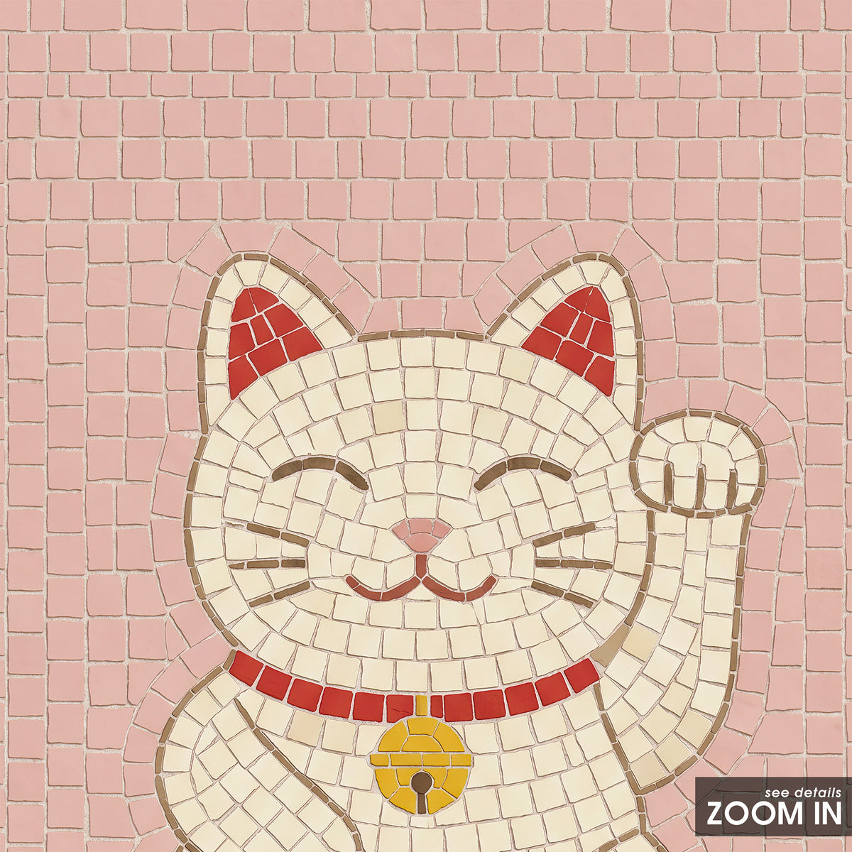 Good Fortune - Lucky Cat Mosaic Print - artwork detail