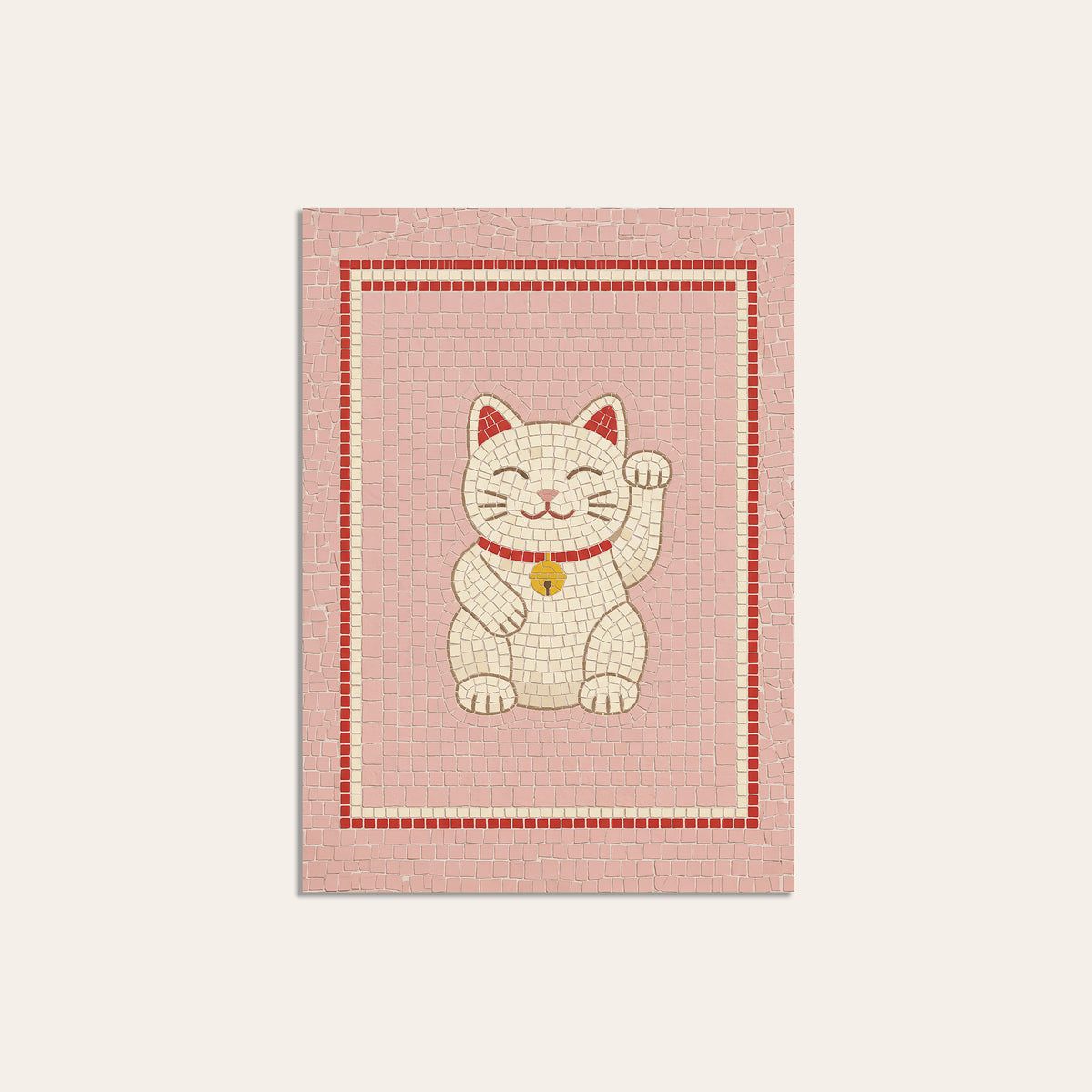 Good Fortune - Lucky Cat Mosaic Print - unframed print