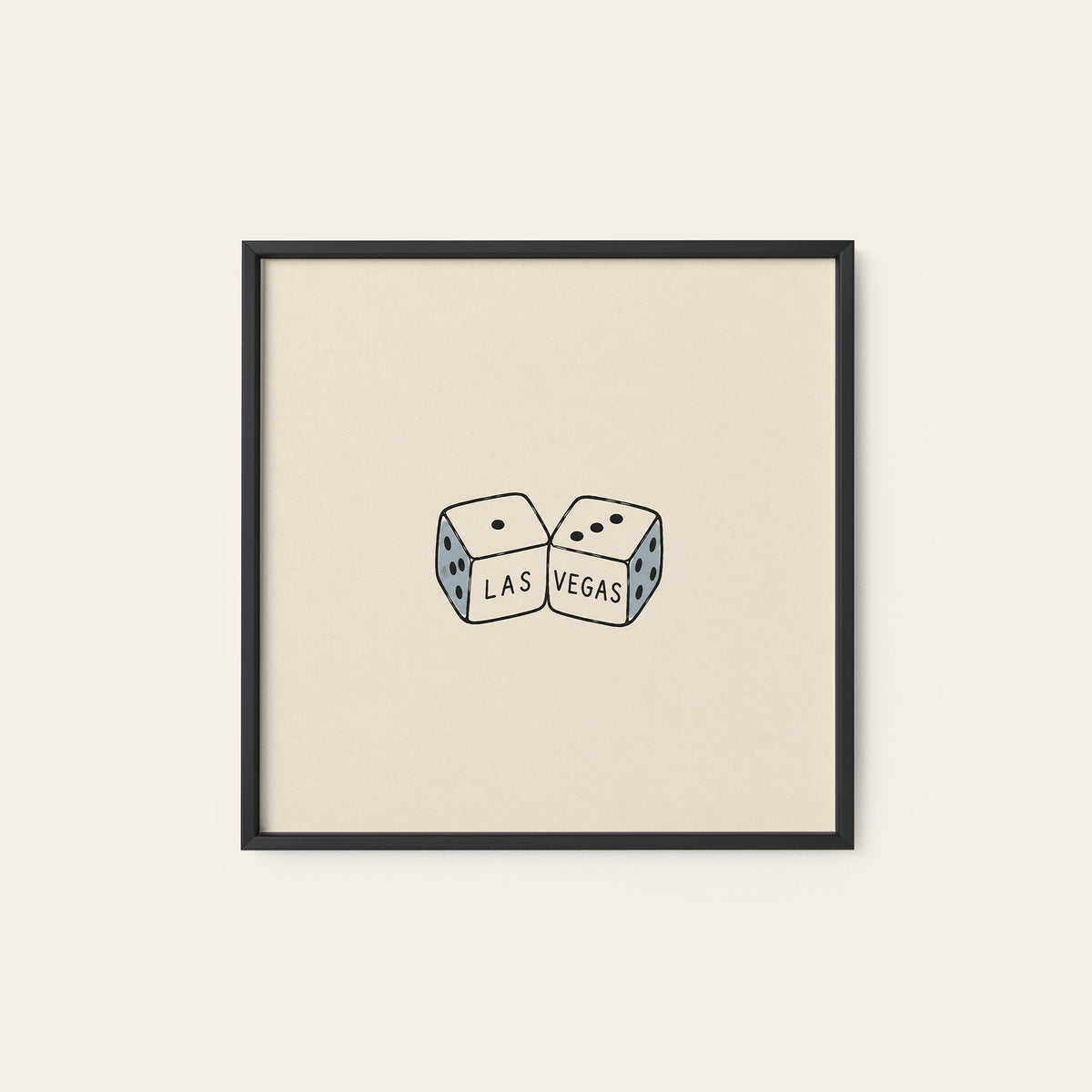 Las Vegas Dice square art print — black frame