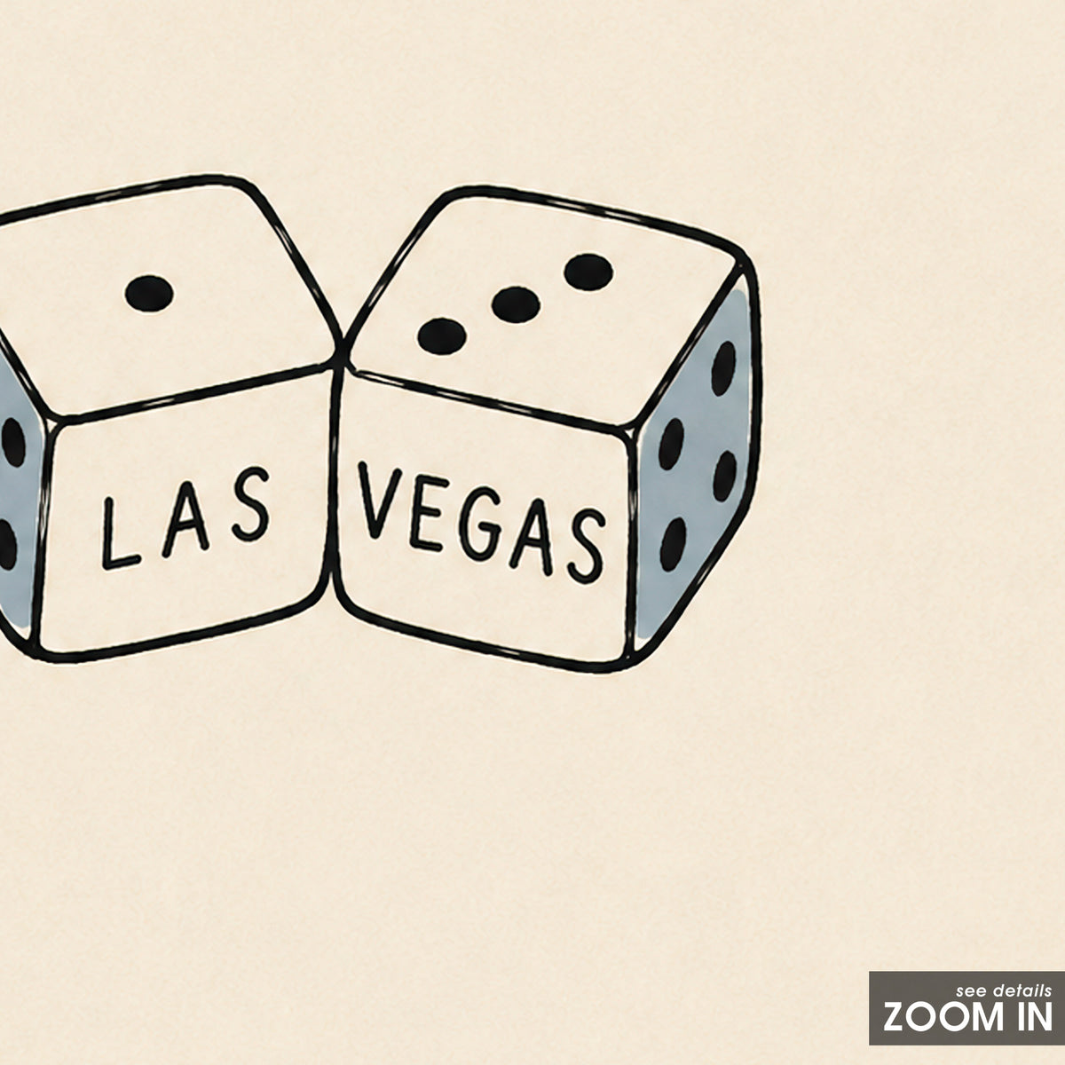 Las Vegas Dice square art print — artwork detail