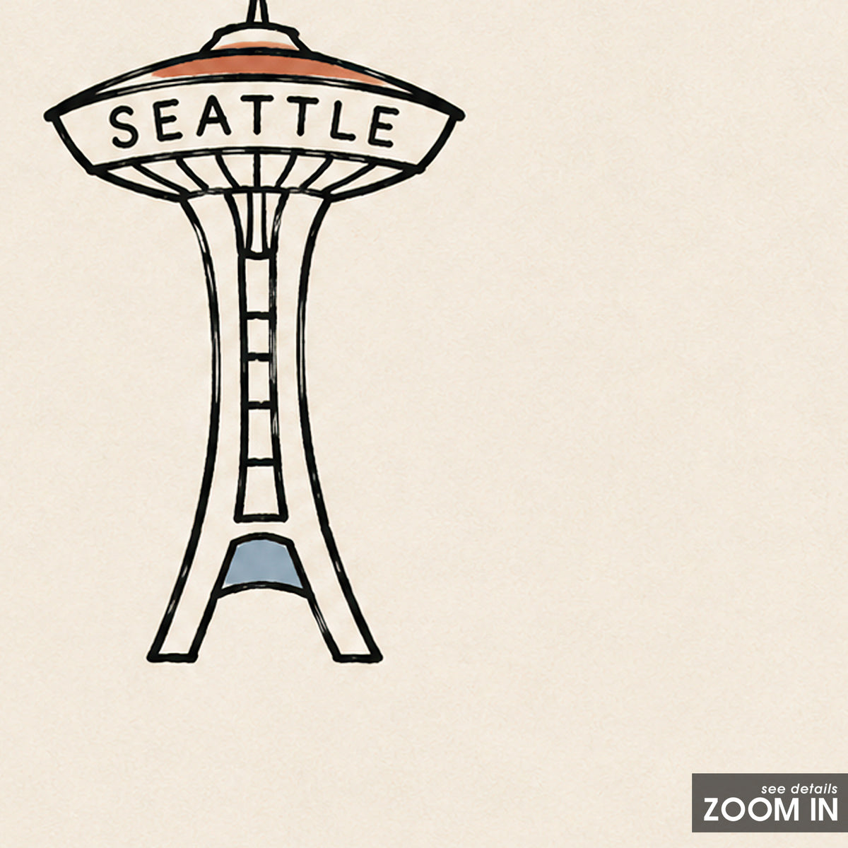 Seattle Space Needle square art print — artwork detail