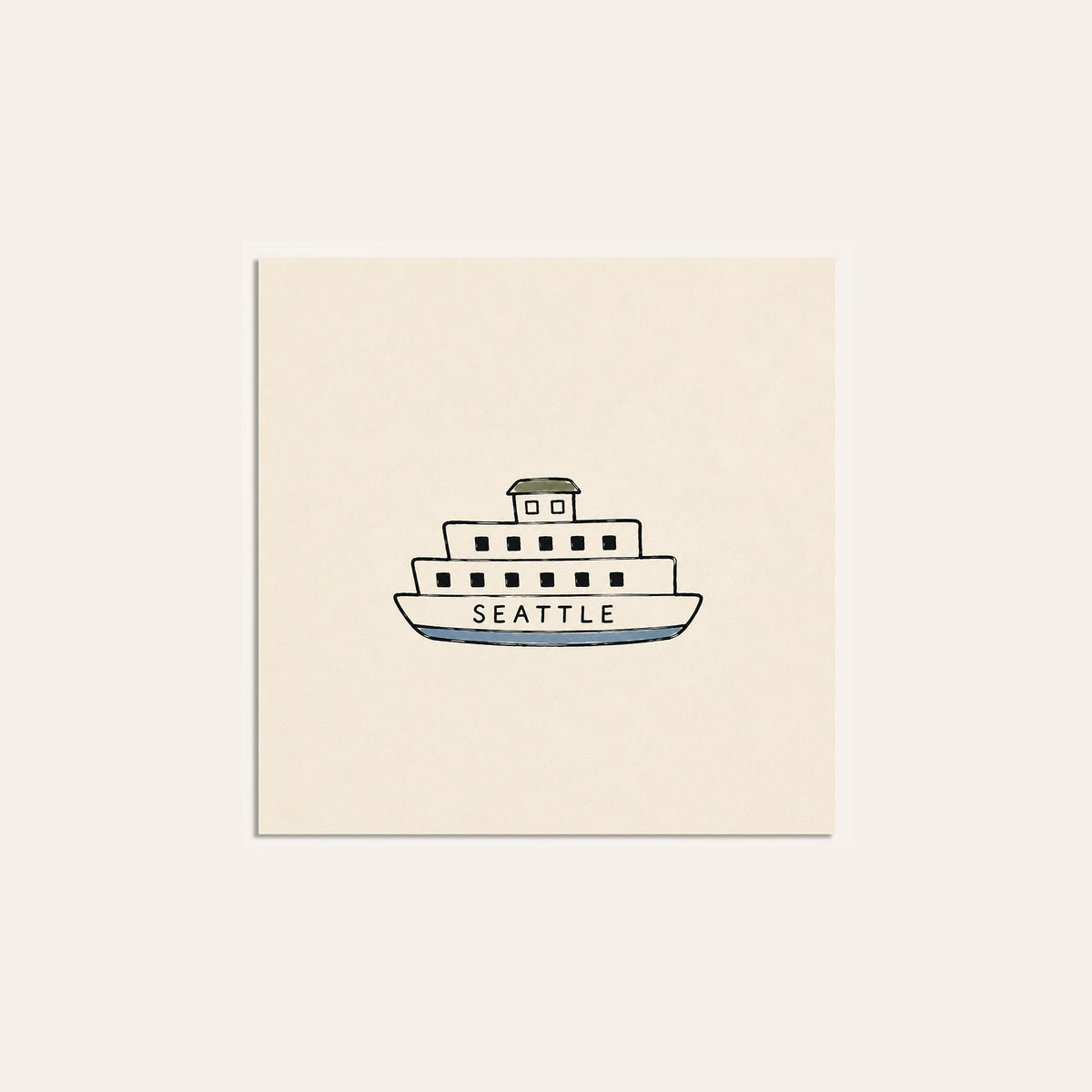 Seattle Ferry square art print — unframed print