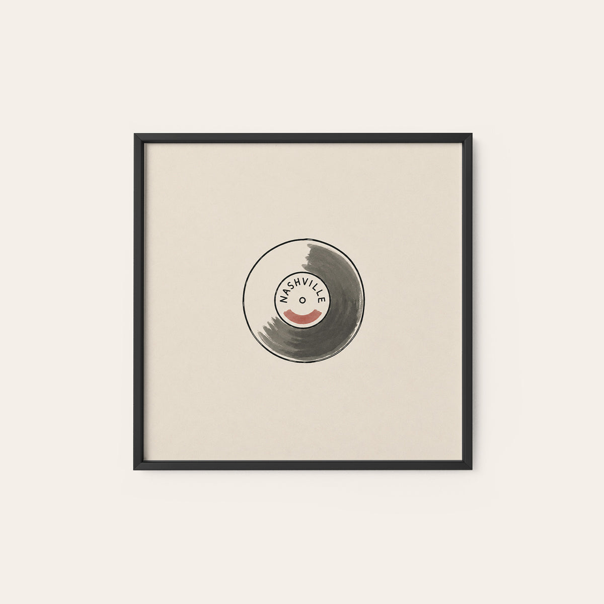 Nashville Vinyl Record square art print — black frame