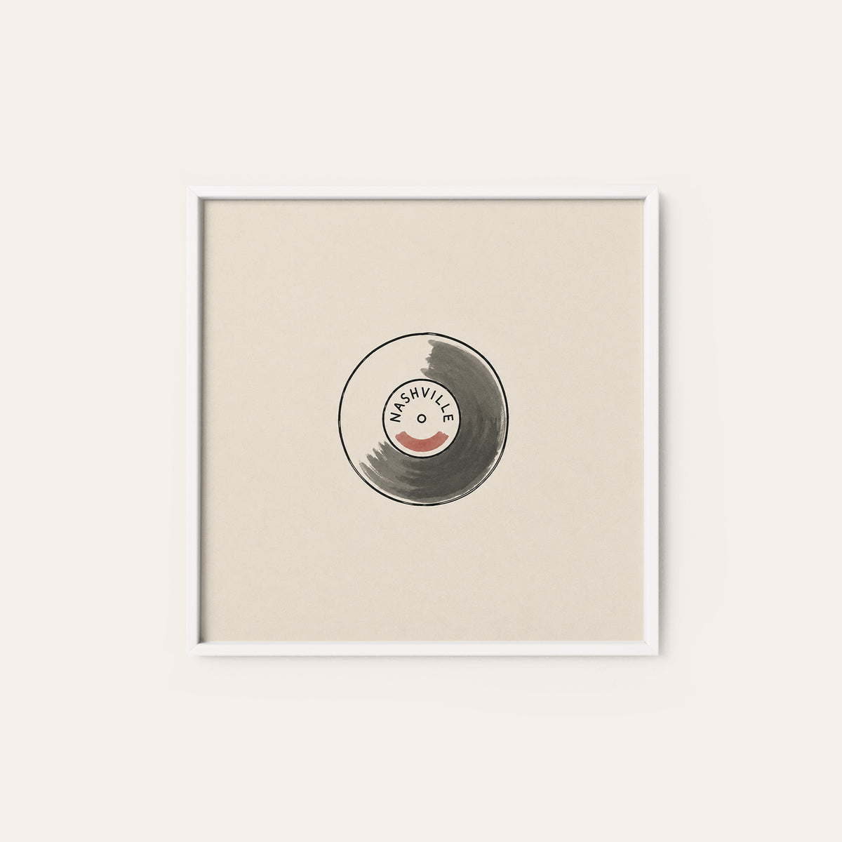 Nashville Vinyl Record square art print — white frame