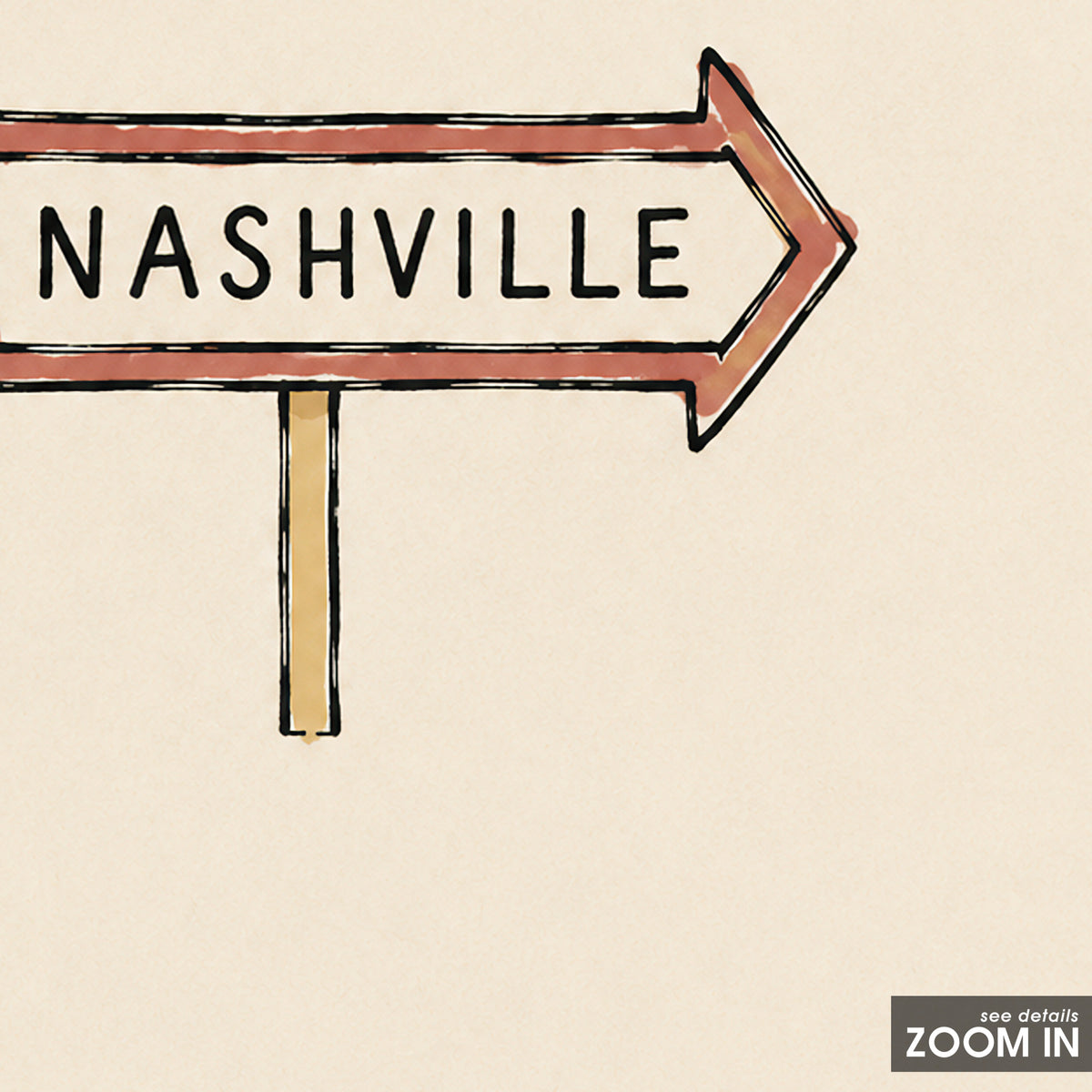 Nashville Arrow Sign square art print — artwork detail