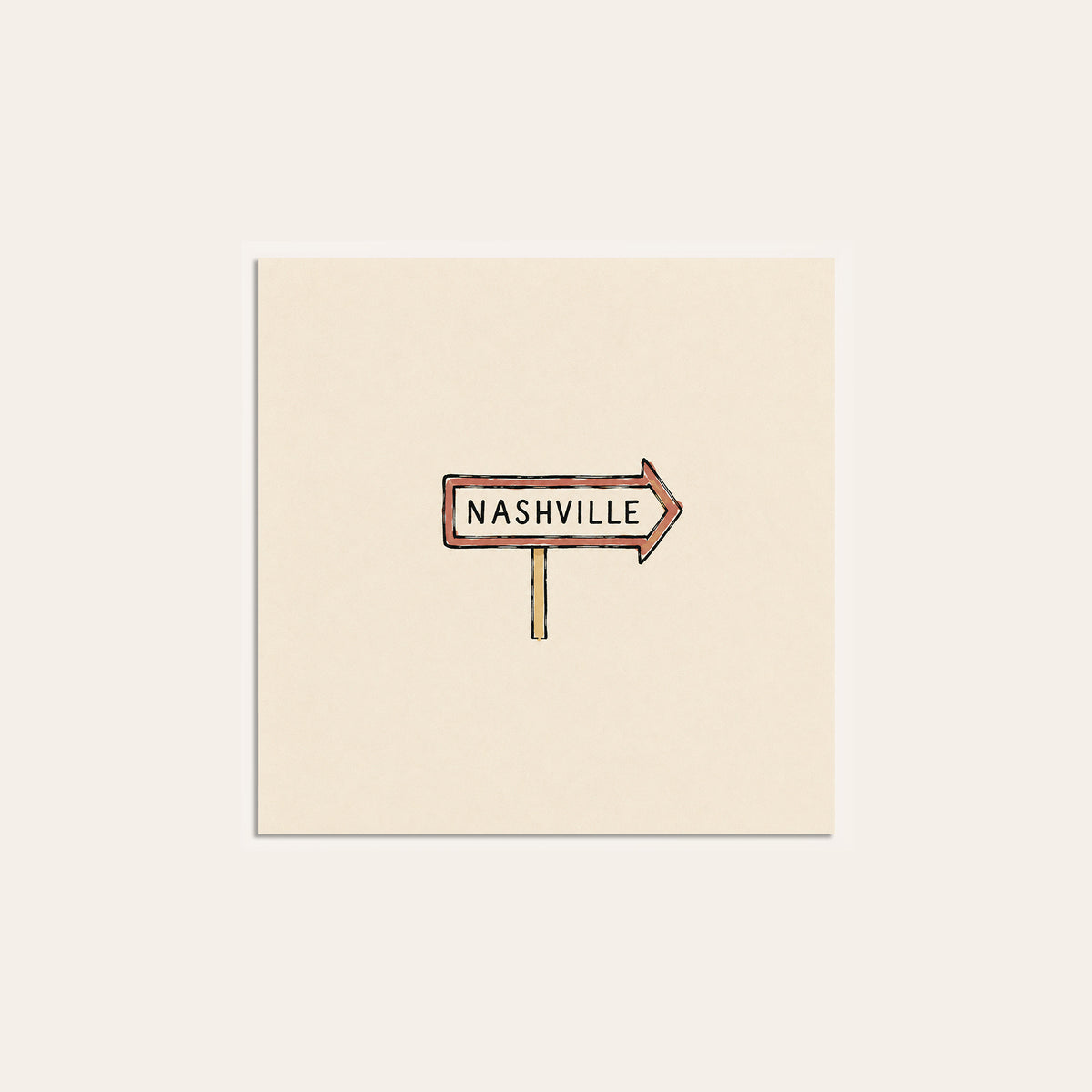 Nashville Arrow Sign square art print — unframed print