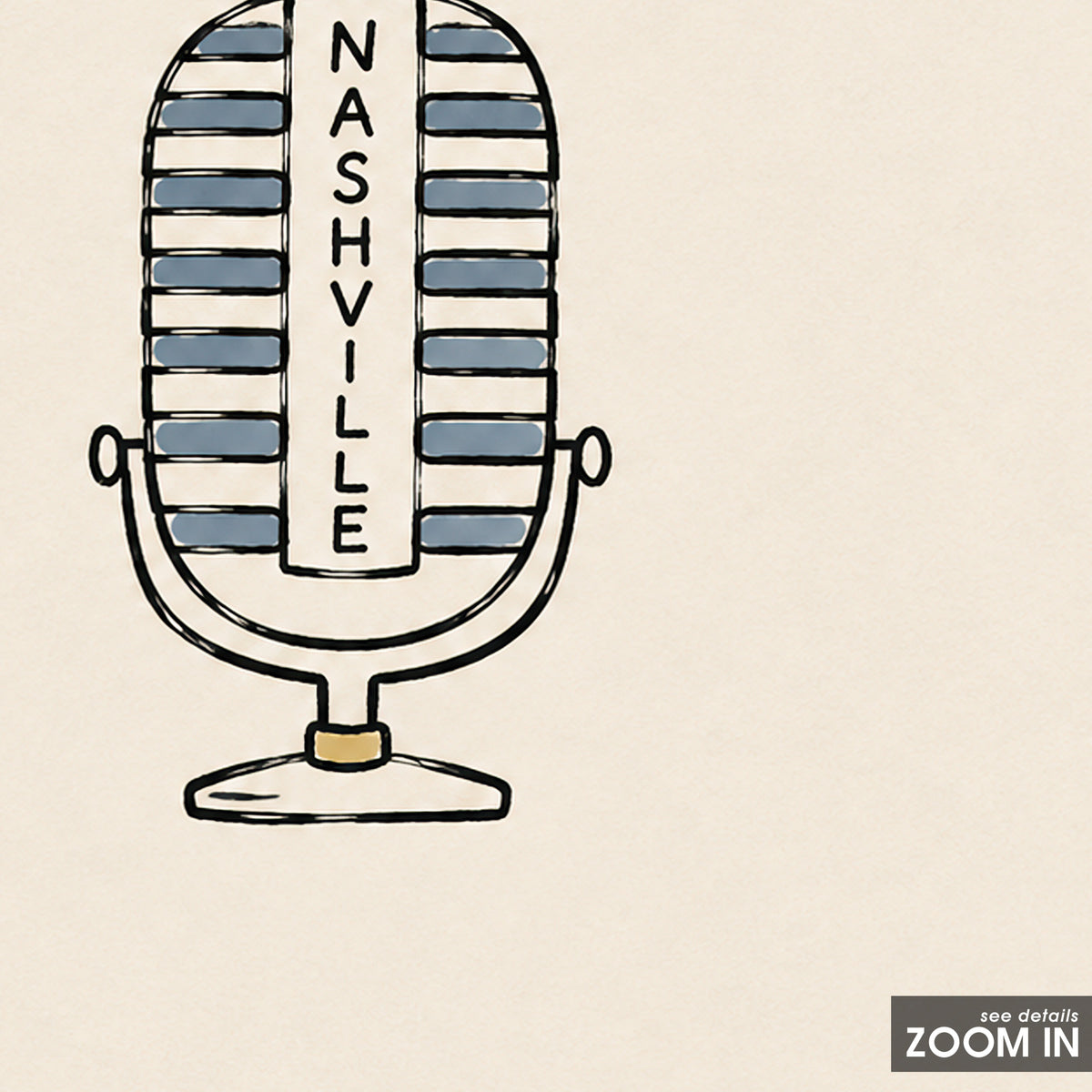 Nashville Vintage Microphone square art print — artwork detail