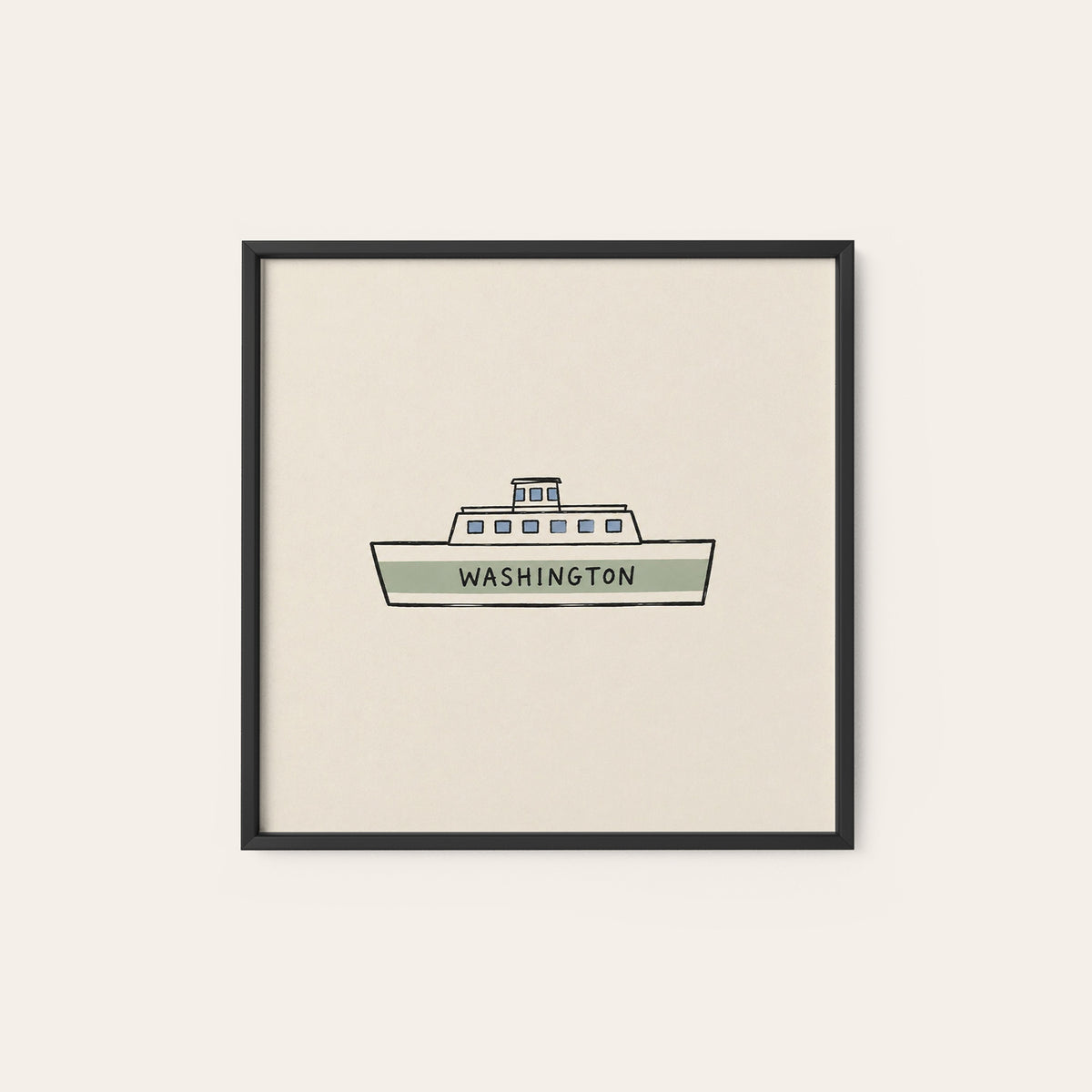Washington Ferry square art print — black frame