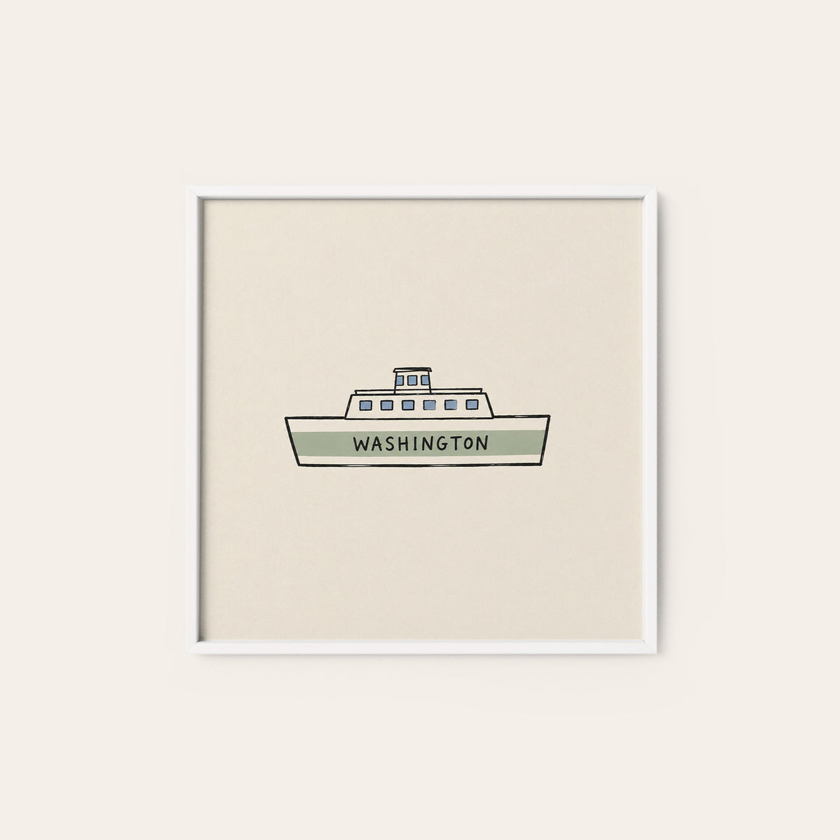 Washington Ferry square art print — white frame