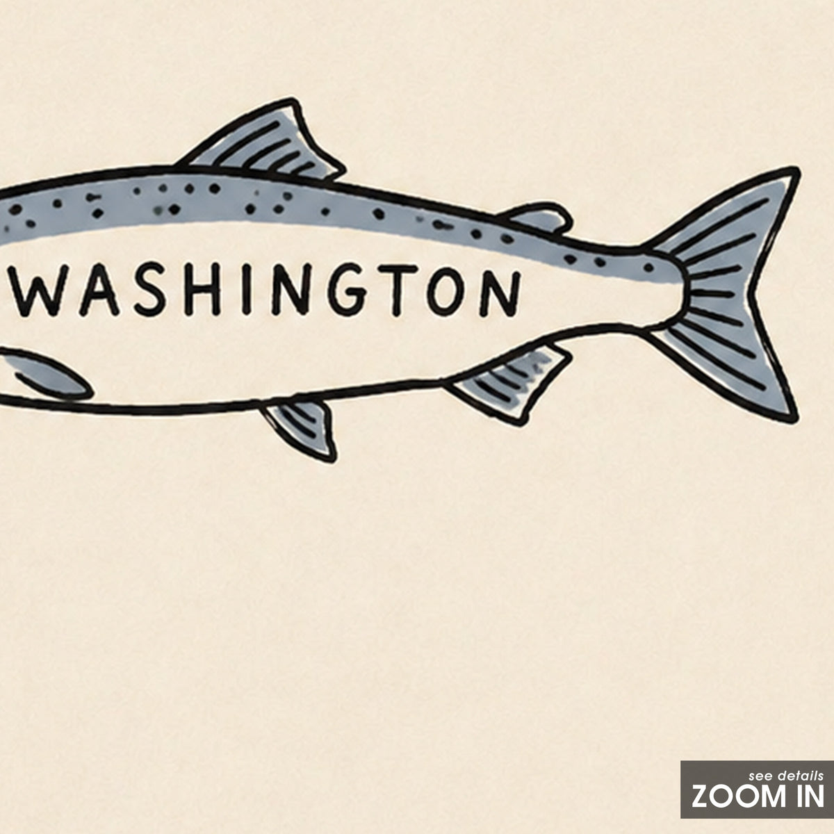 Washington Salmon square art print — artwork detail