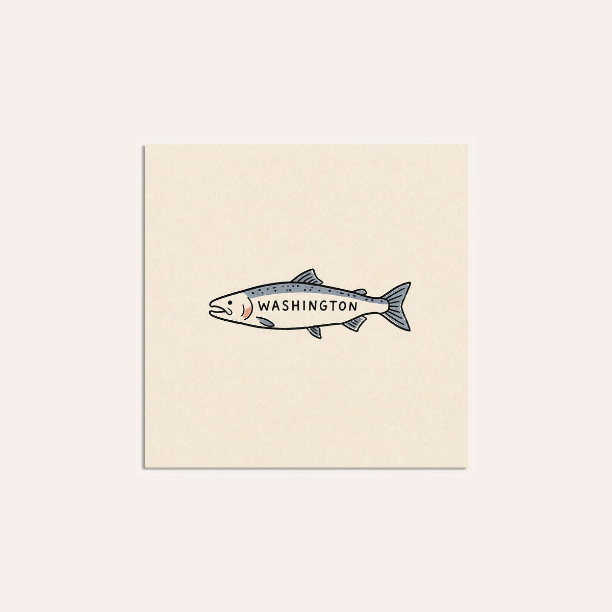 Washington Salmon square art print — unframed print