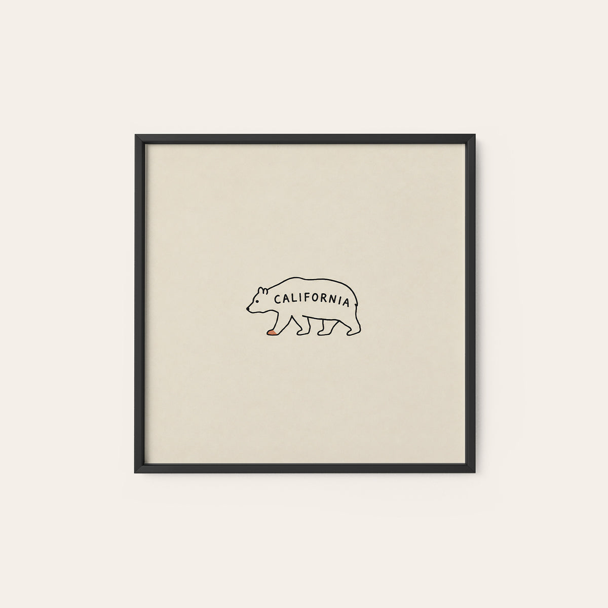 California Bear square art print — black frame
