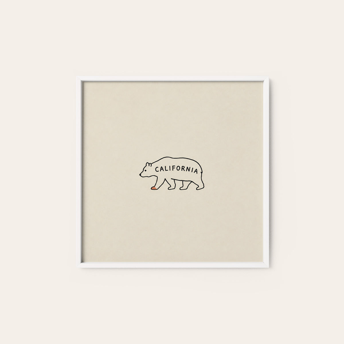 California Bear square art print — white frame