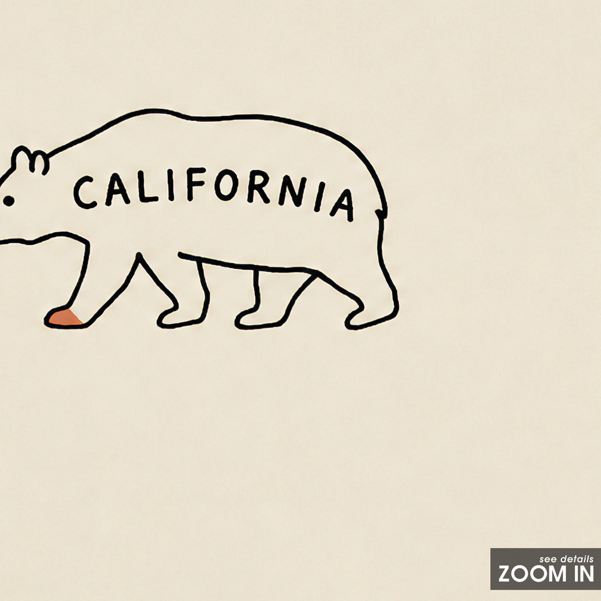 California Bear square art print — artwork detail