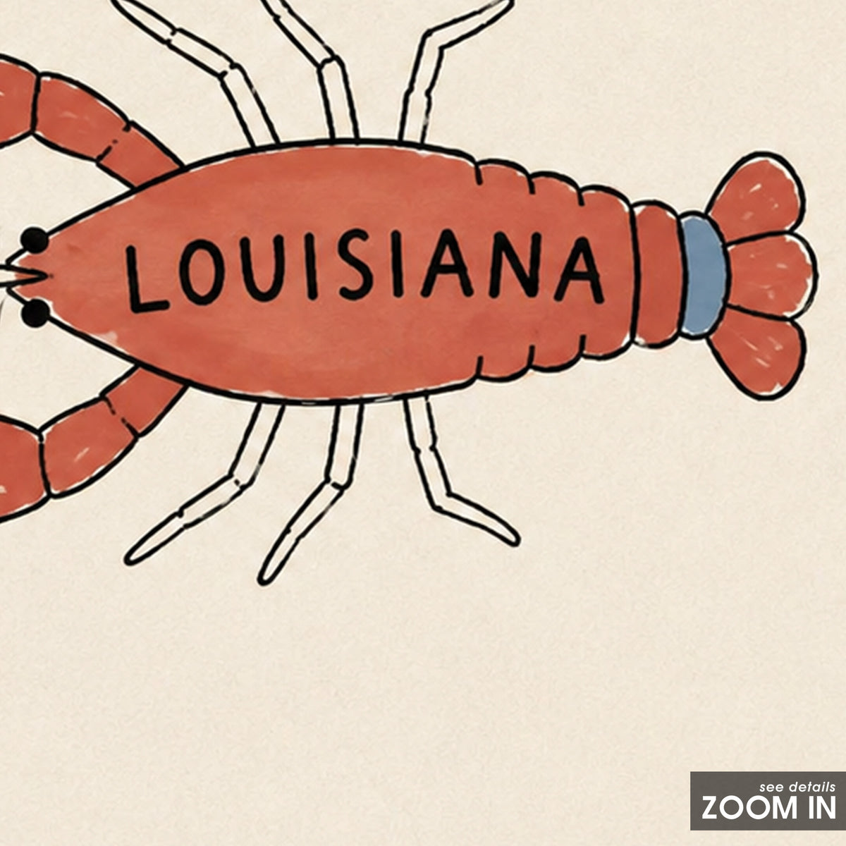 Louisiana Crawfish square art print — artwork detail