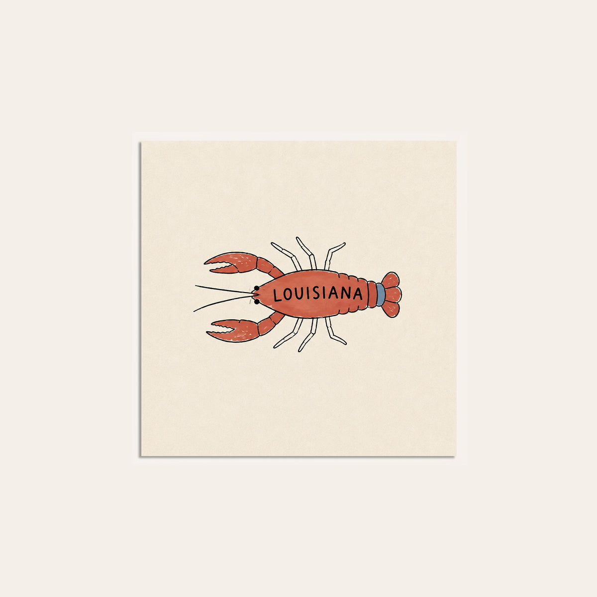 Louisiana Crawfish square art print — unframed print