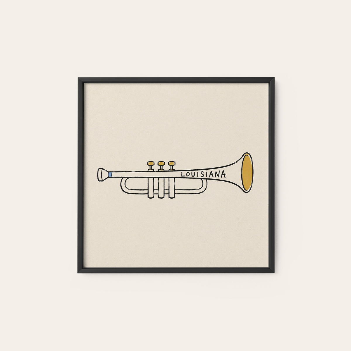 Louisiana Trumpet square art print — black frame