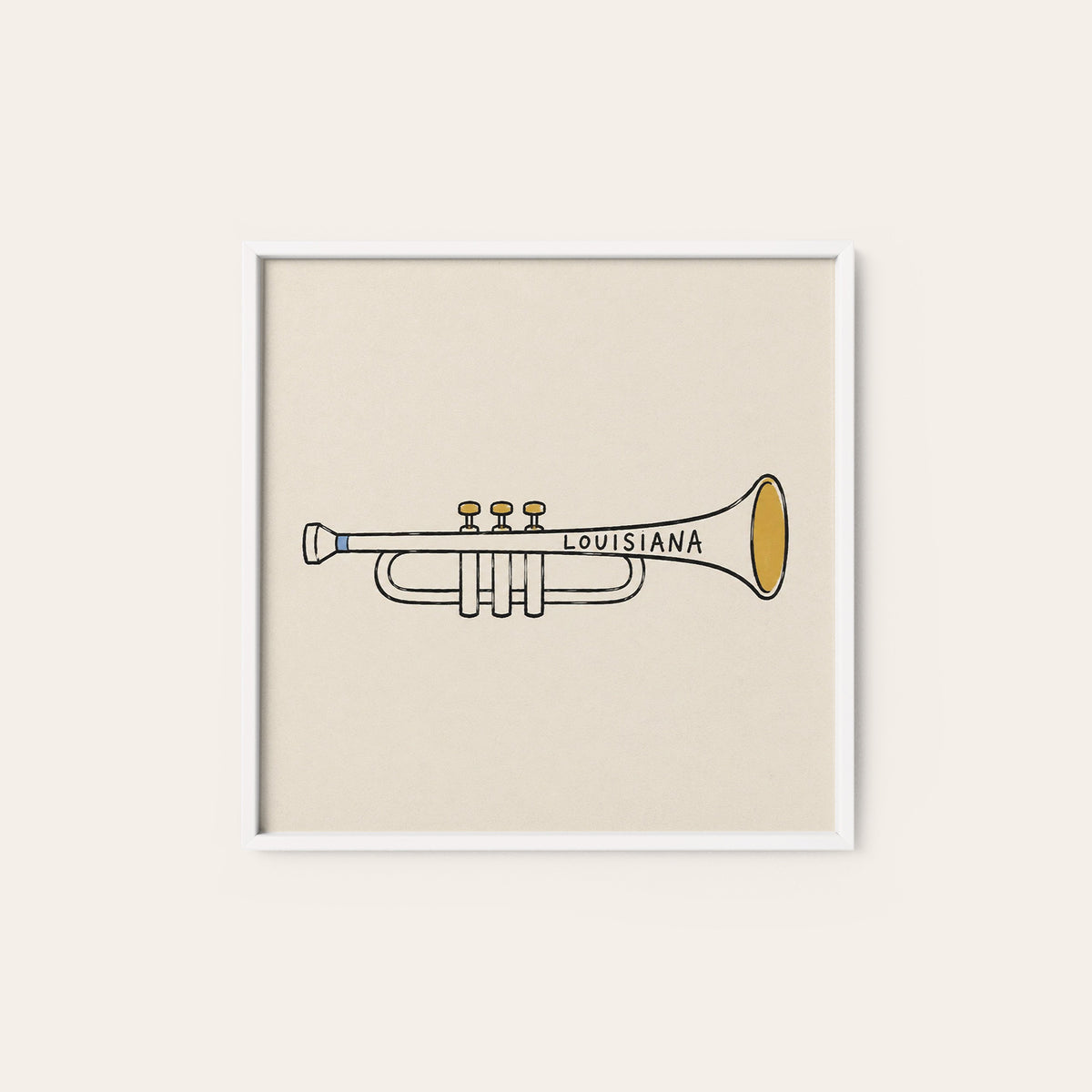 Louisiana Trumpet square art print — white frame