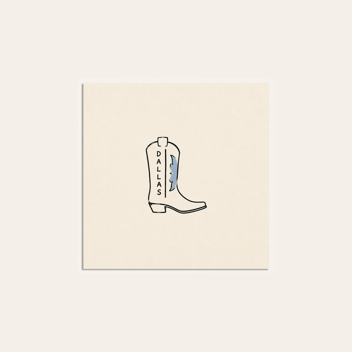 Dallas Lightning Cowboy Boot square art print — unframed print
