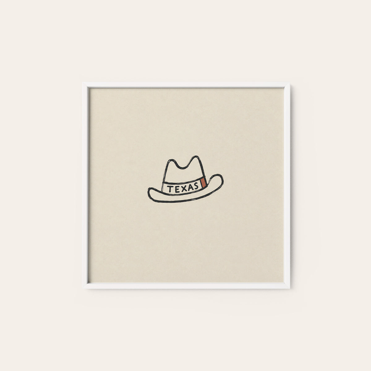 Texas Cowboy Hat square art print — white frame