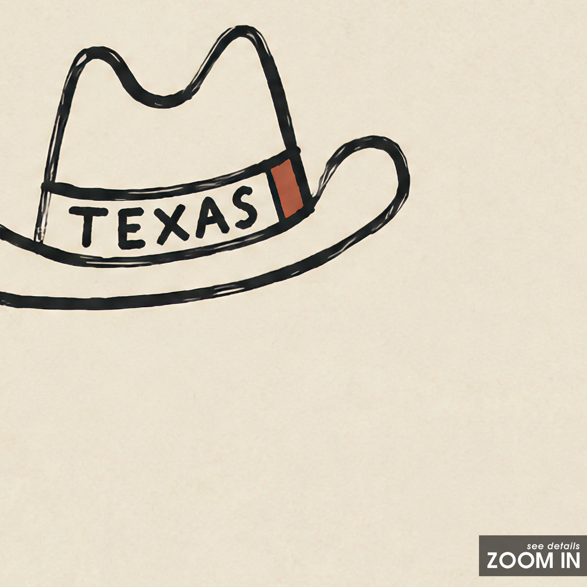 Texas Cowboy Hat square art print — artwork detail