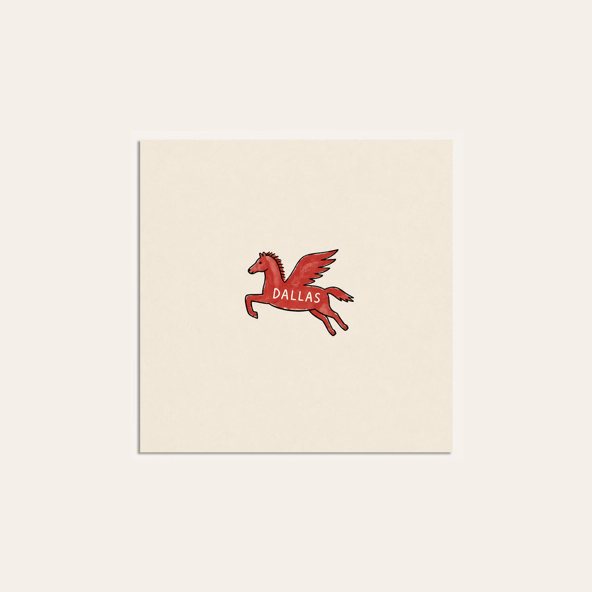 Dallas Red Pegasus square art print — unframed print