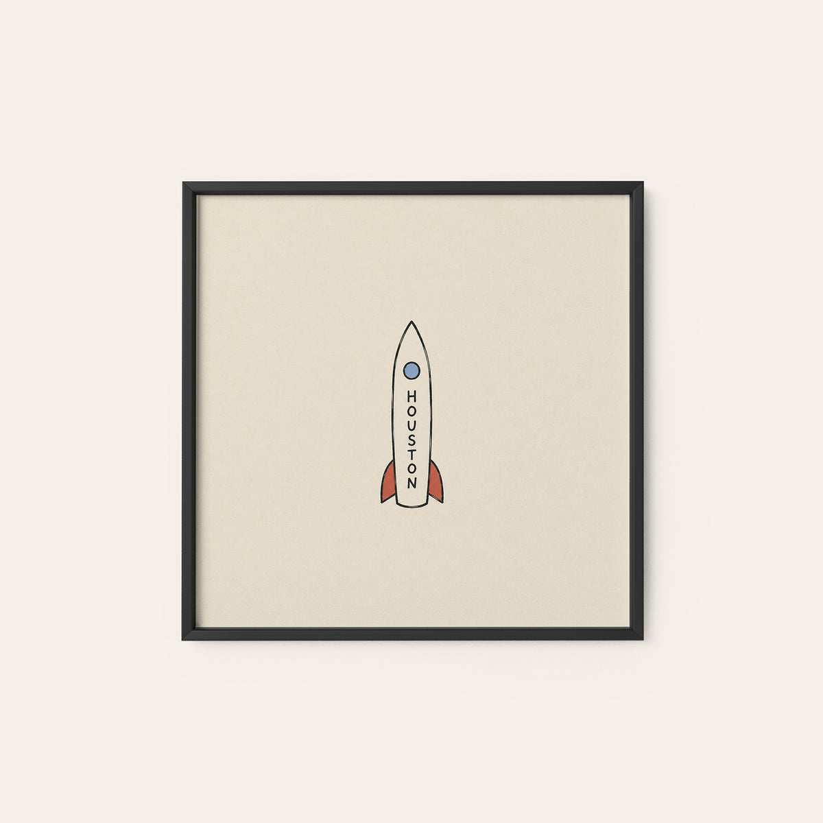 Houston Rocket square art print — black frame