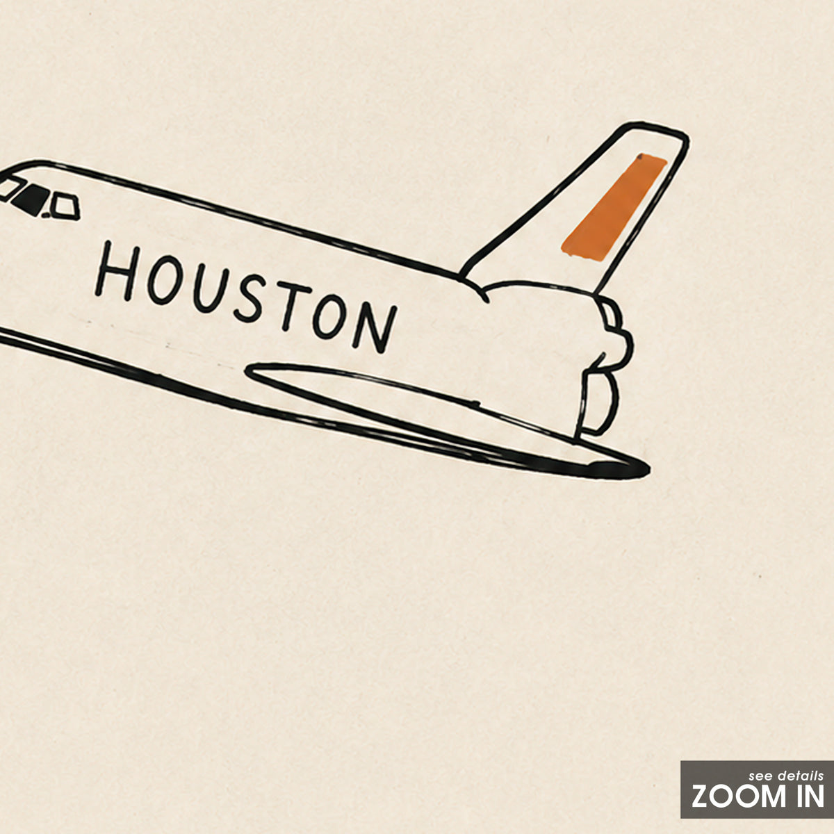 Houston Space Shuttle square art print — artwork detail