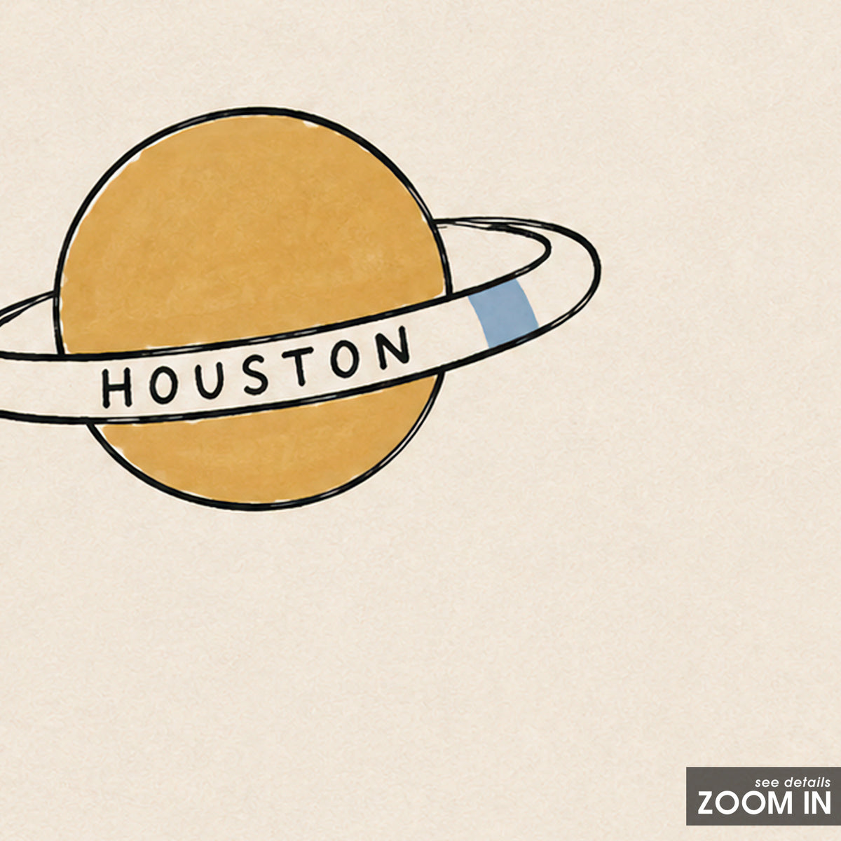 Houston Ringed Planet square art print — artwork detail