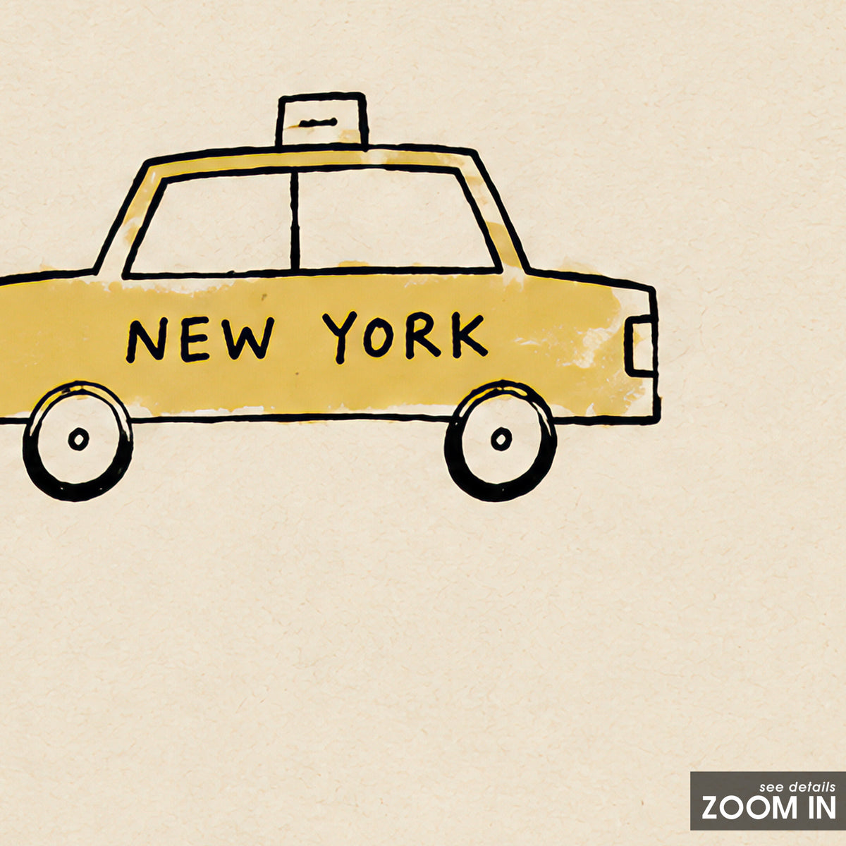 New York Yellow Taxi square art print — artwork detail