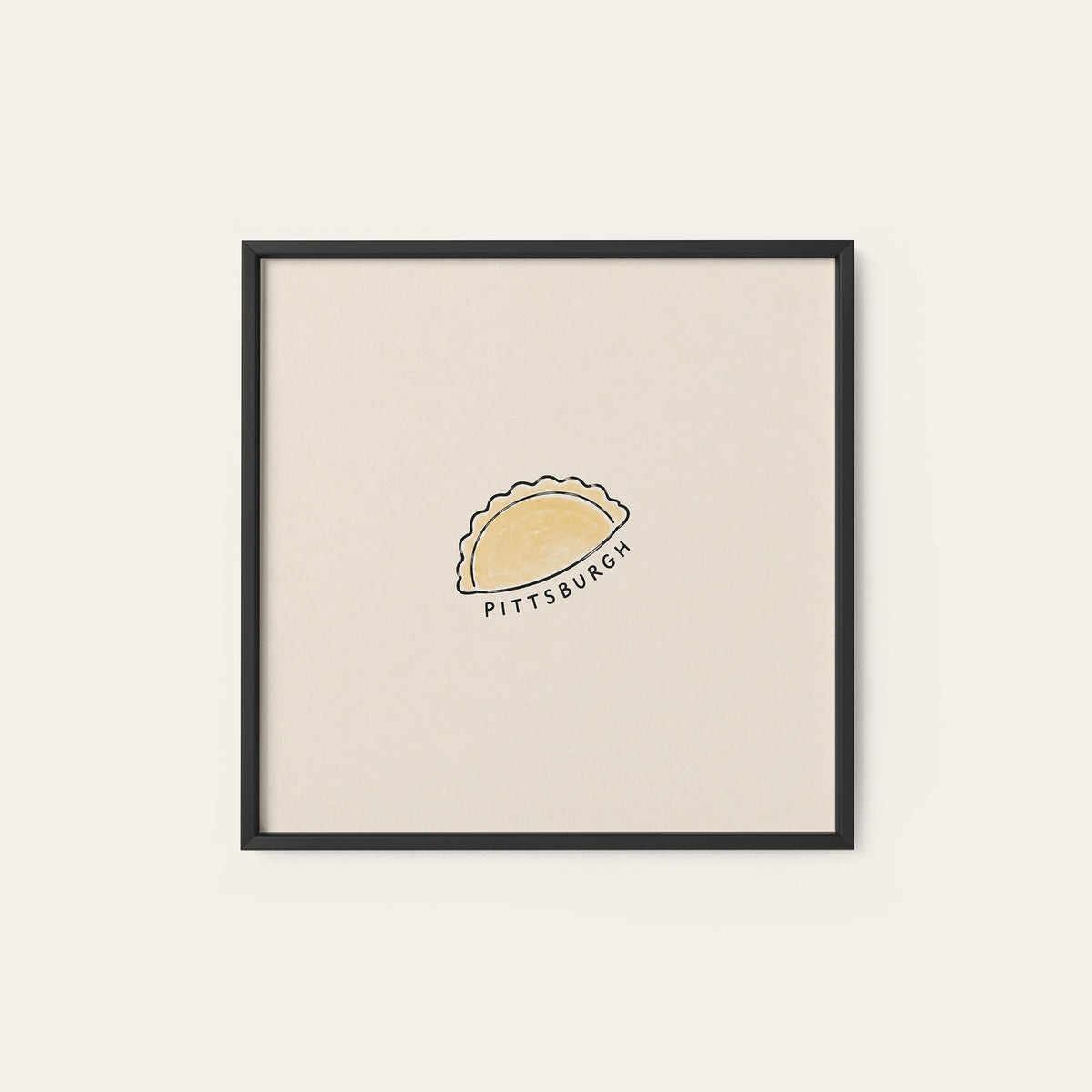Pittsburgh Pierogi square art print — black frame