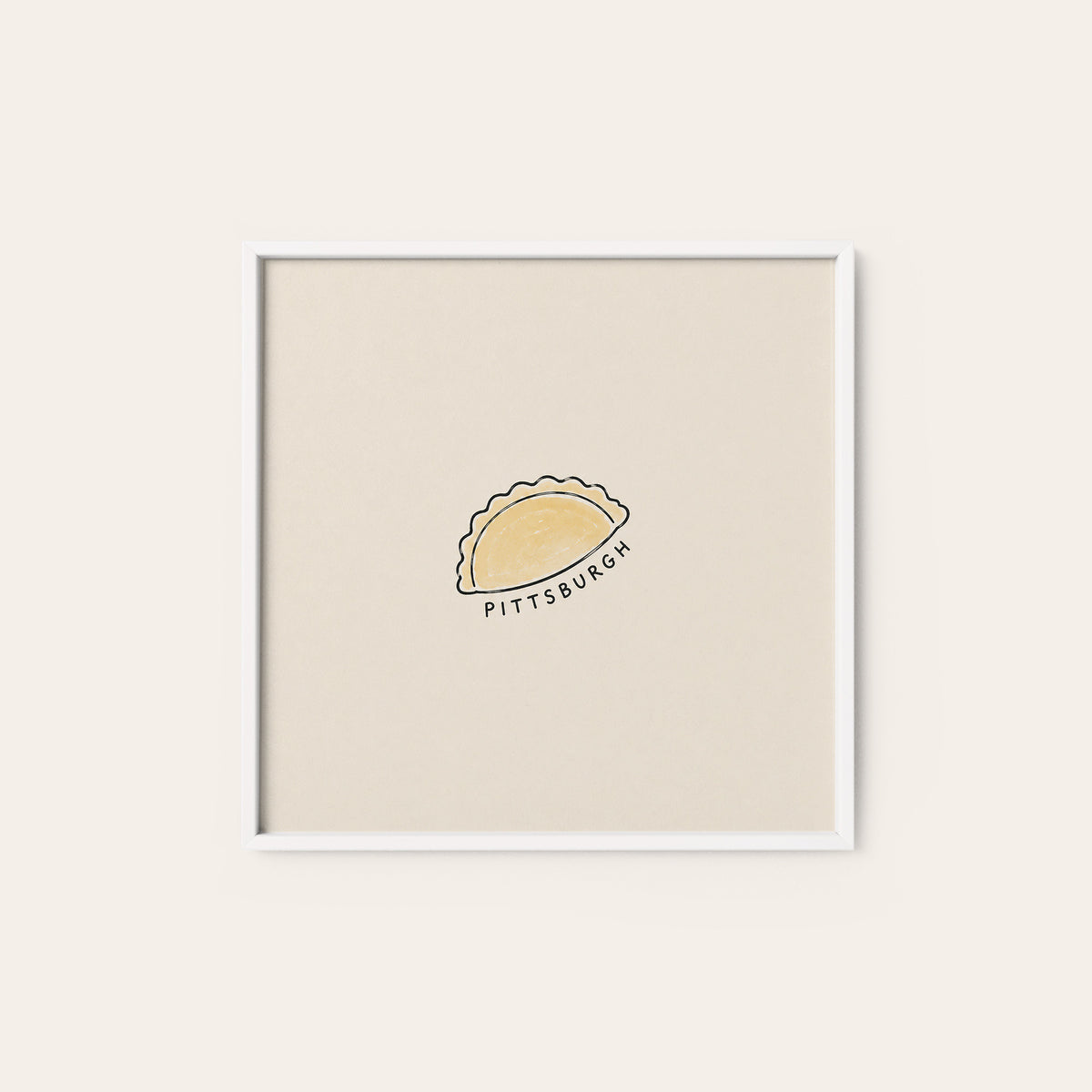 Pittsburgh Pierogi square art print — white frame