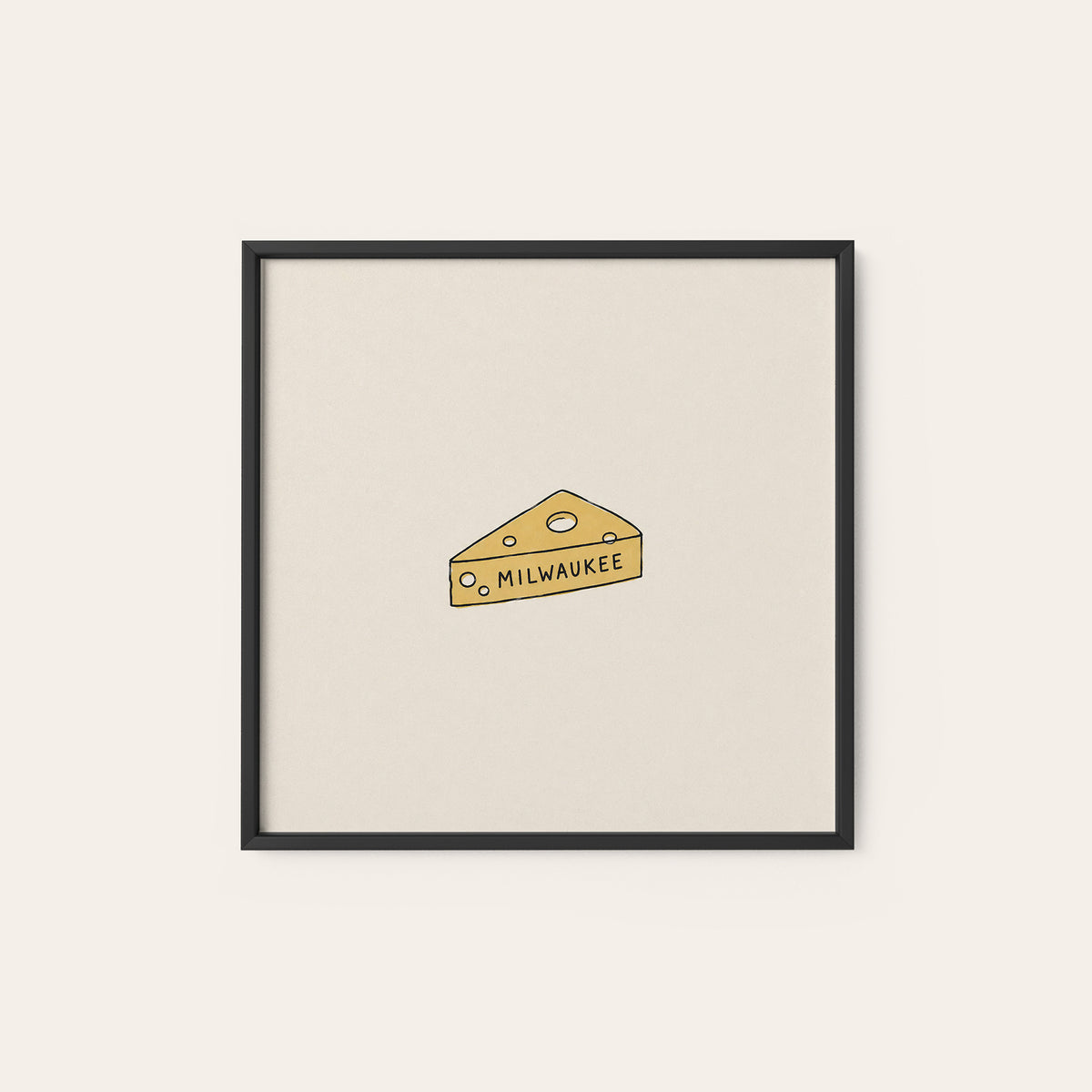 Milwaukee Cheese Wedge square art print — black frame