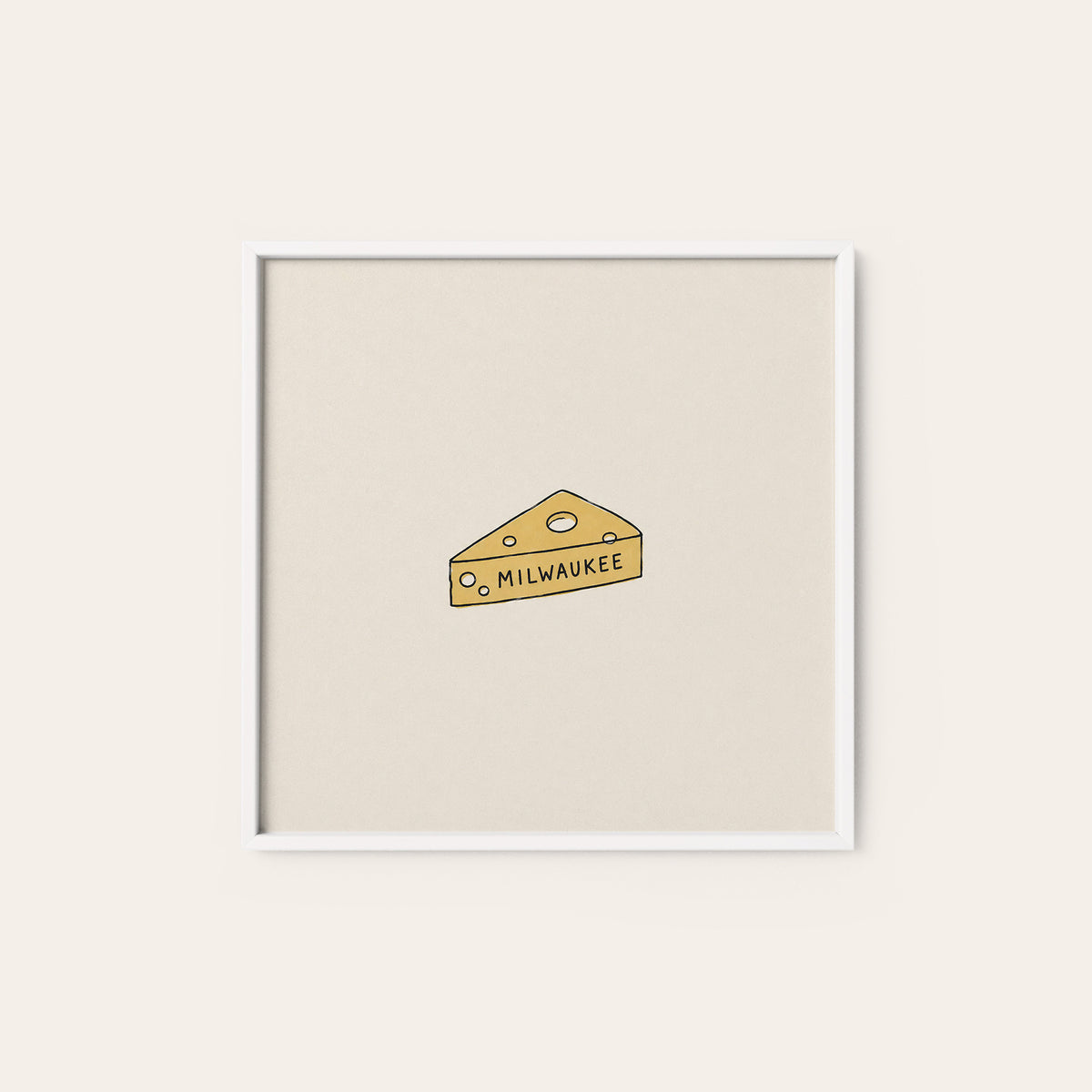 Milwaukee Cheese Wedge square art print — white frame