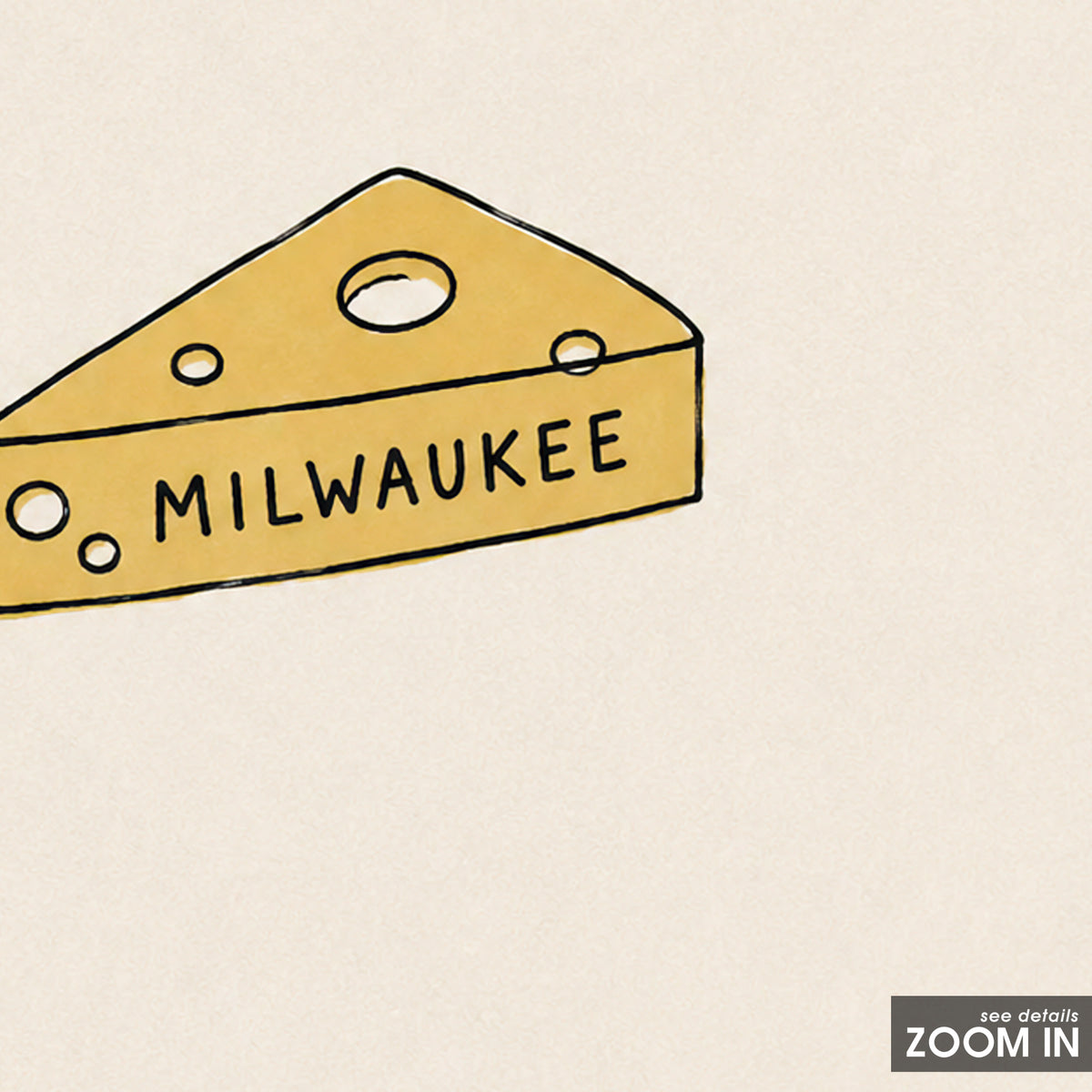 Milwaukee Cheese Wedge square art print — artwork detail