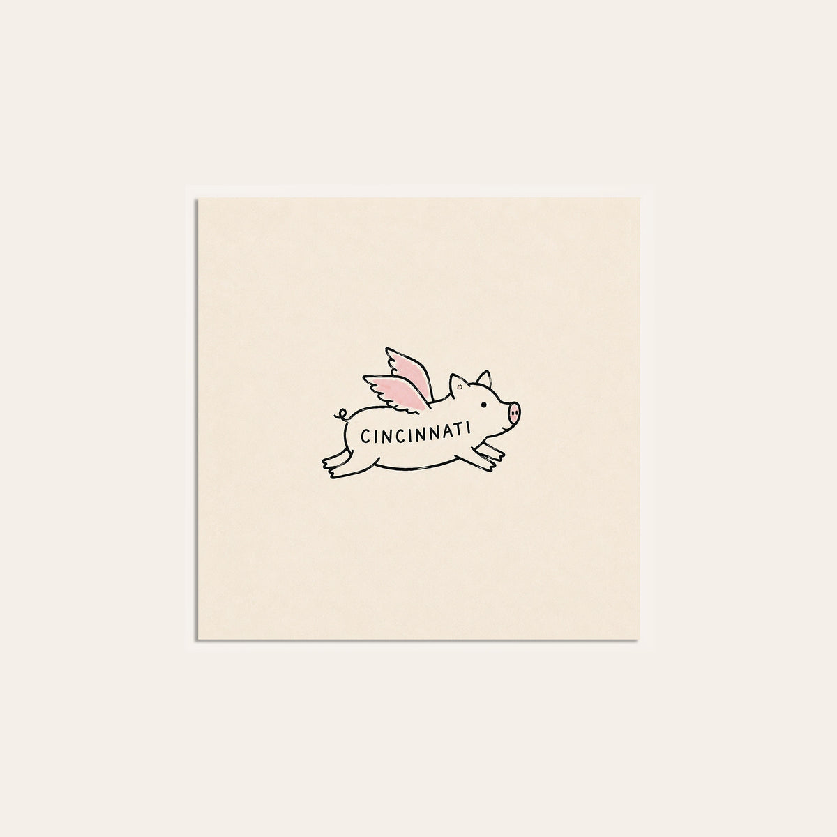 Cincinnati Flying Pig square art print — unframed print
