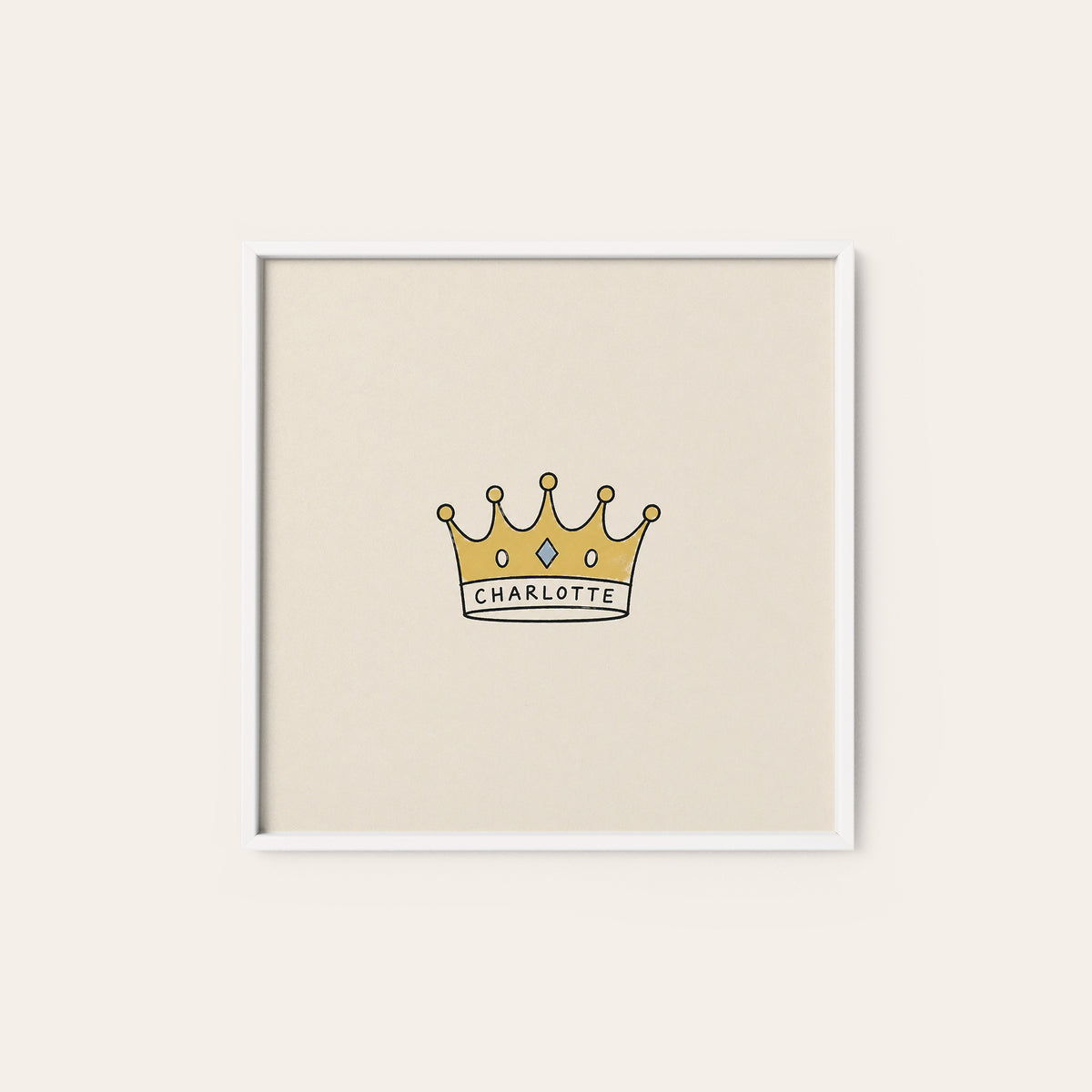 Charlotte Gold Crown square art print — white frame