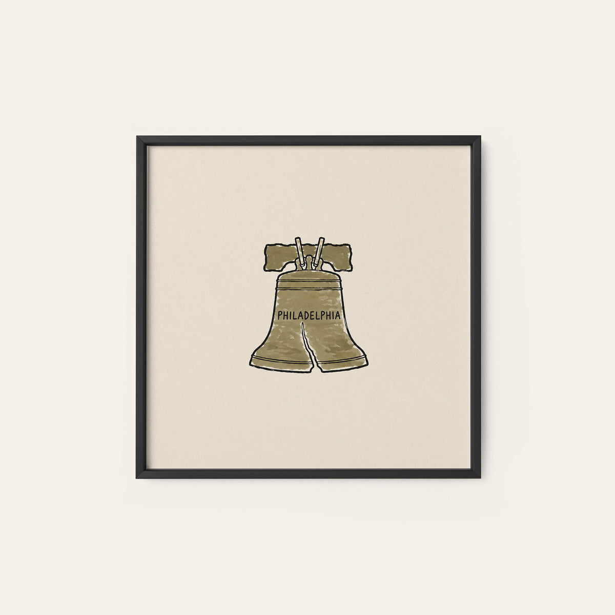 Philadelphia Liberty Bell square art print — black frame